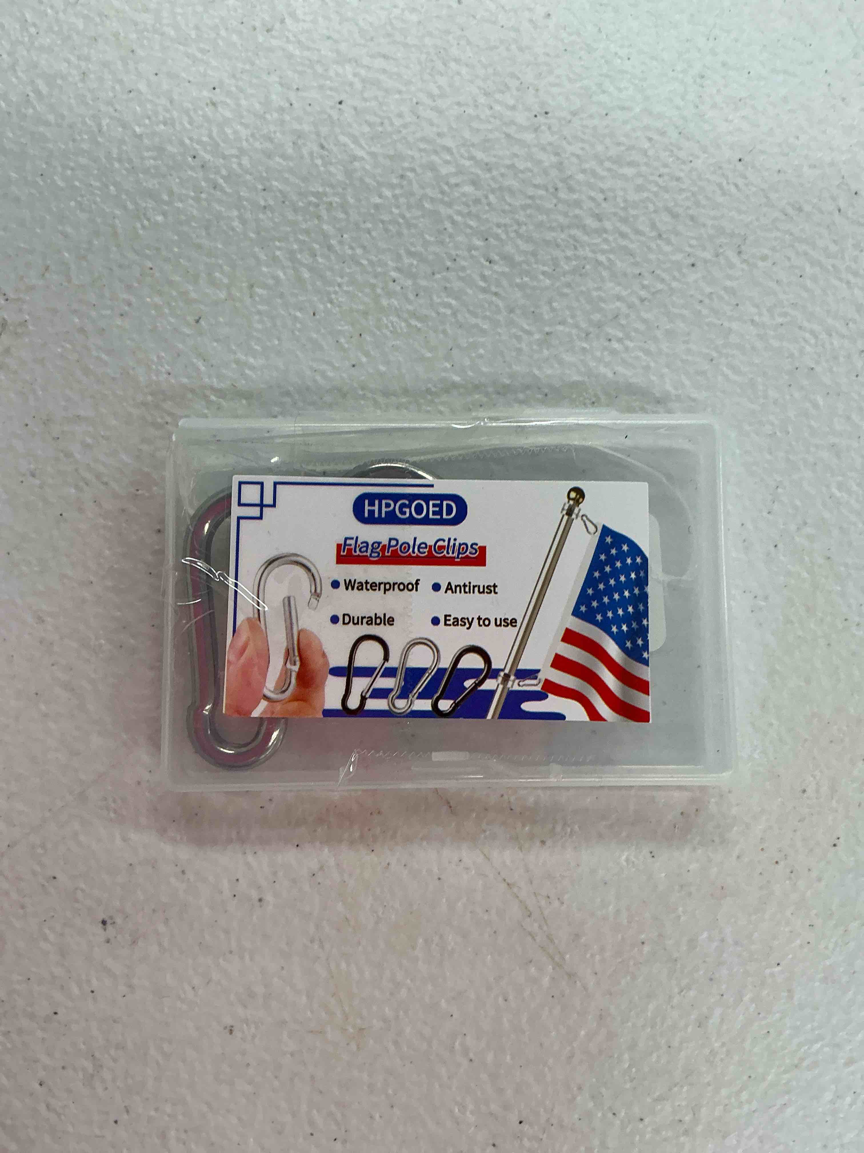 Condition photo showing Good Condition for flag pole ring carabiner clips accessories, 304 stainless steel flag clips spring snap hook hardware parts for grommeted flag, flag hooks to hold flag, m5 silver 4 pcs stainless steel silver-4pcs