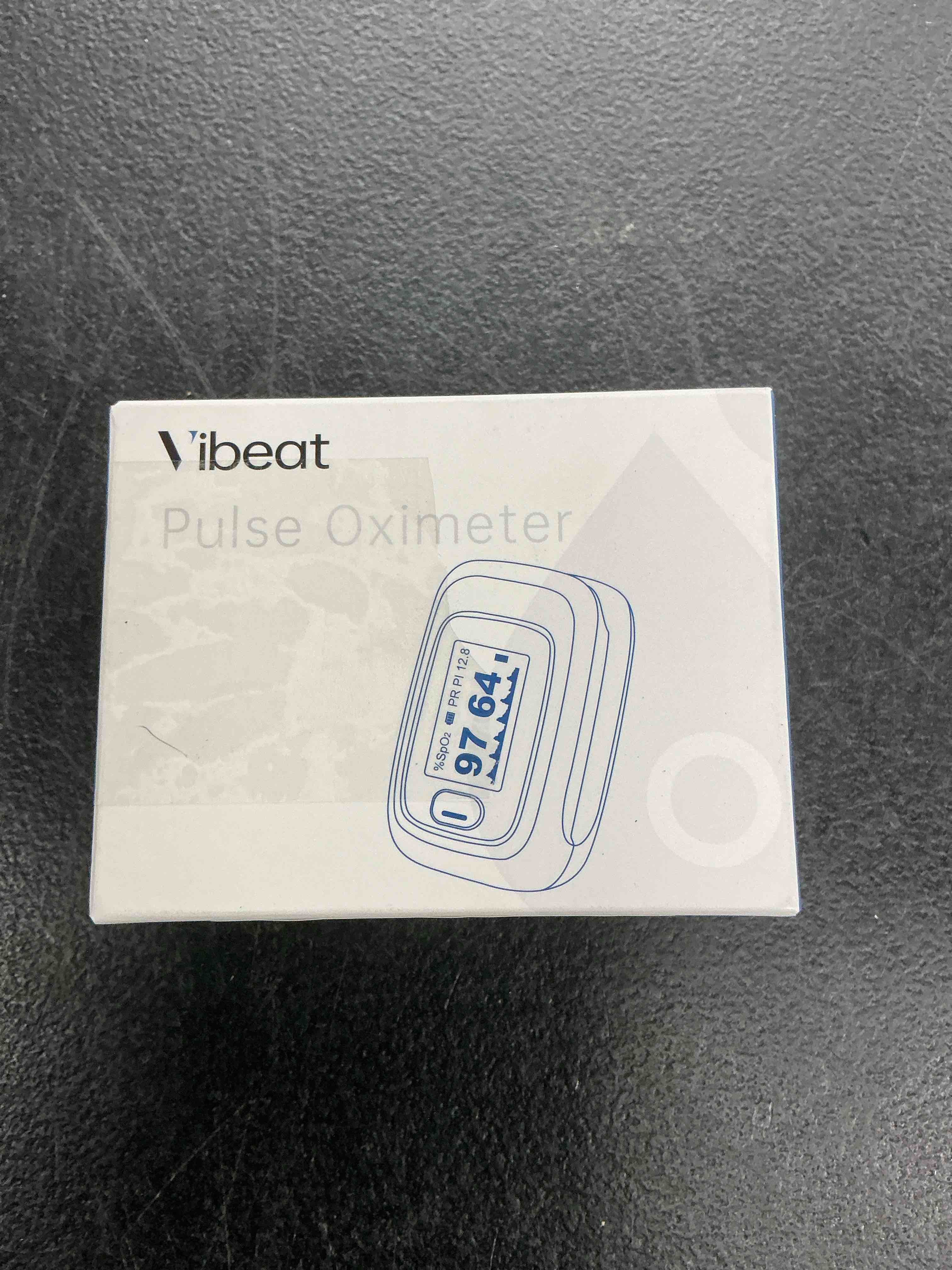 Condition photo showing Good Condition for vibeat fingertip pulse oximeter, blood oxygen saturation monitor, finger o2 sensor with pulse rate, batteries and lanyard included, black