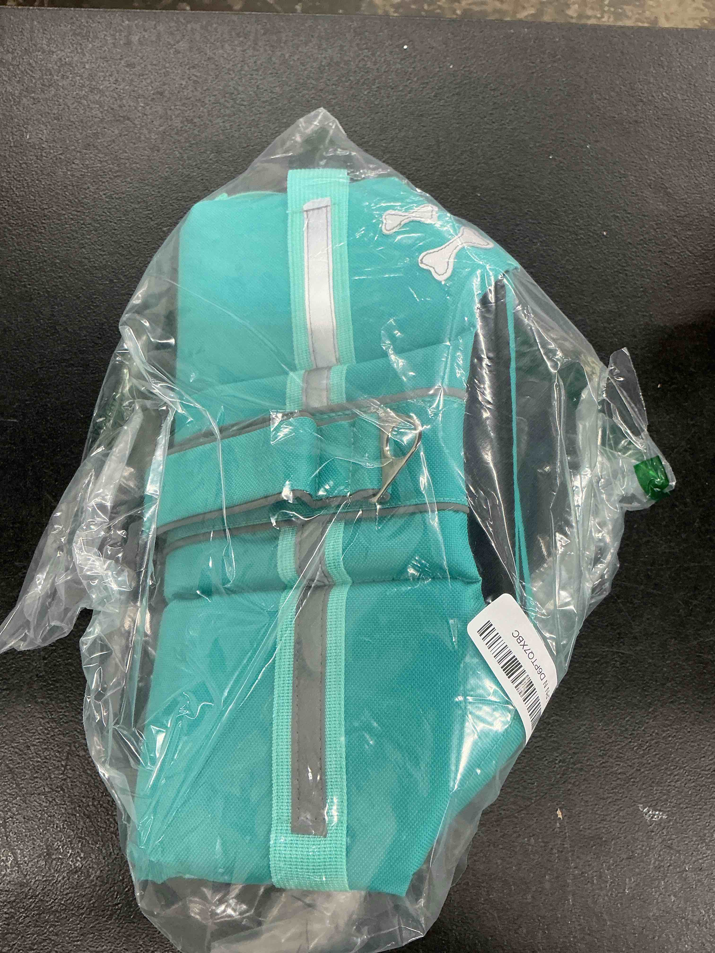 Condition photo showing Good Condition for emust dog life jacket, dogs life vests for swimming, beach boating pool with high buoyancy, bright color dog flotation vest, turquoise, l l turquoise