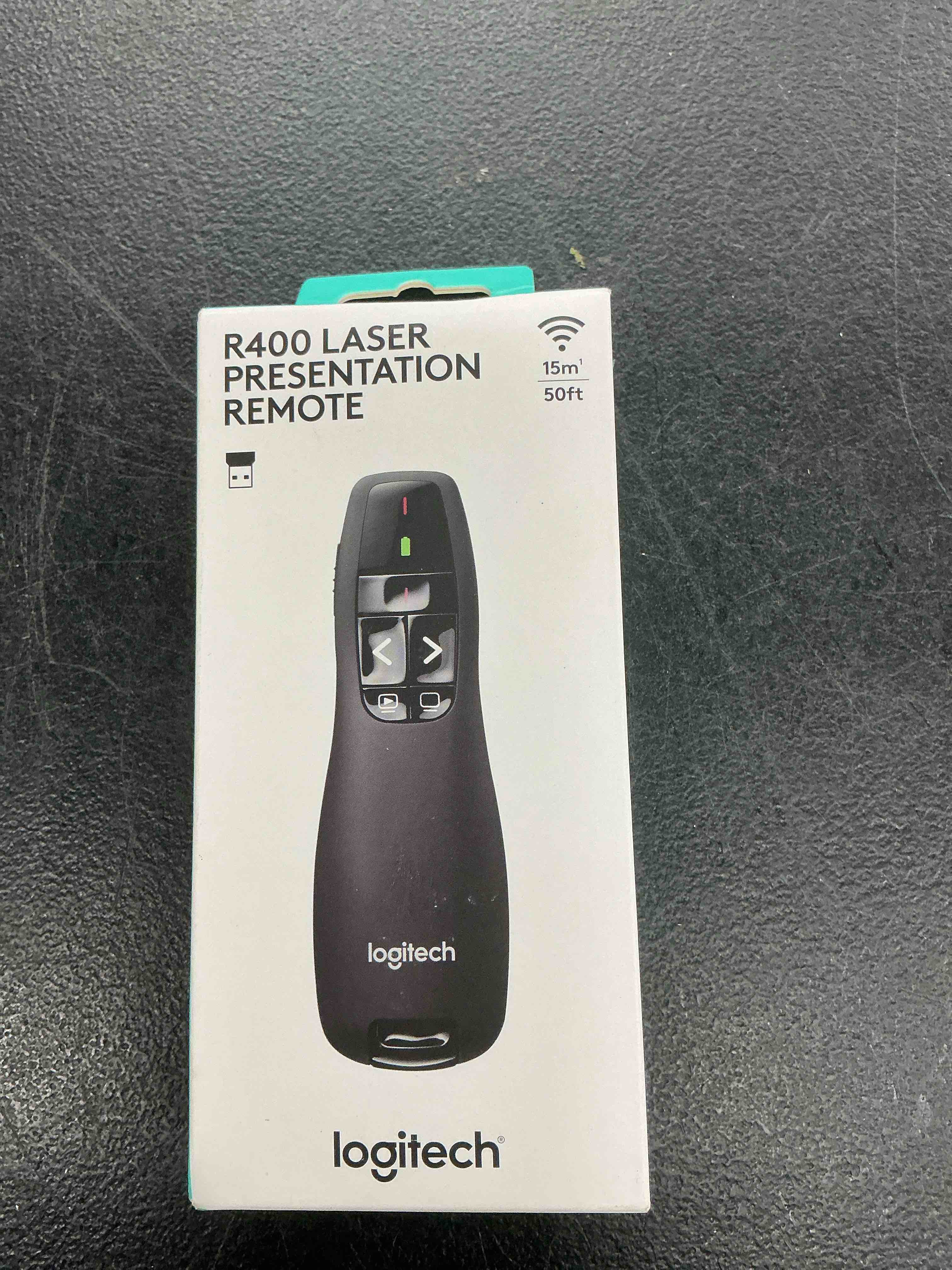 Condition photo showing Good Condition for logitech wireless presenter r400, usb-a powerpoint clicker with laser pointer, wireless presentation clicker remote red laser 5 buttons clicker