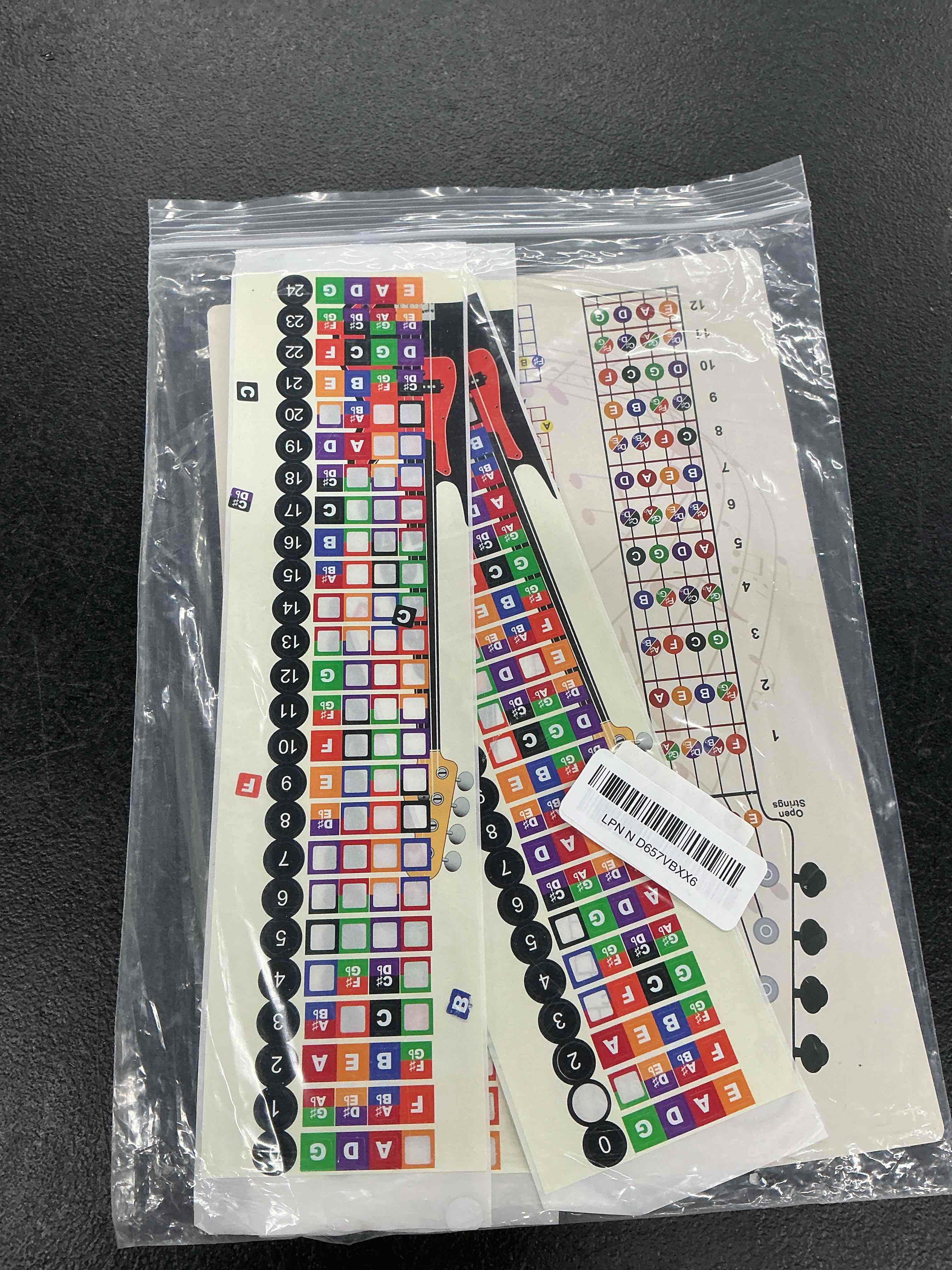 Condition photo showing Good Condition for bass learning kit: 3 fretboard stickers & 1pc 30cm*20cm*1mm pvc chord interval card - home practice & lesson must-have for beginner bassists & hobby players