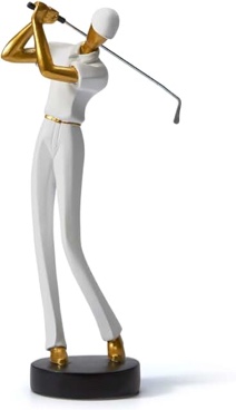 HAUCOZE Golf Figurine Statue Golfer Sculpture White Modern Home Decor Sports Office Gift Polyresin 9.6 Inch