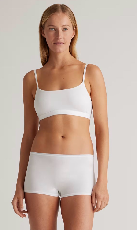 quince organic cotton scoop bralette (2-pack), m, black/heather grey