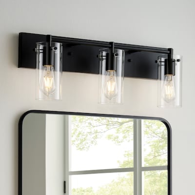 allen + roth Yuma 24-in 3 Light Matte Black Transitional Bathroom Vanity light bar