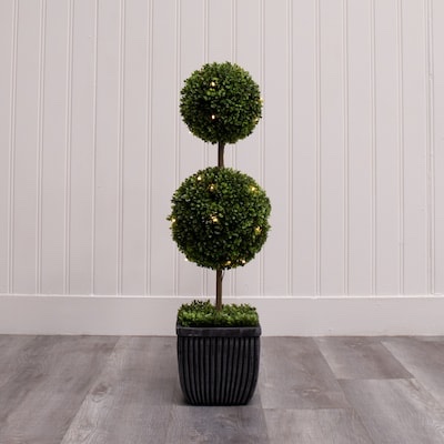 allen + roth 35-in Green Indoor Floor Boxwood Artificial Plant