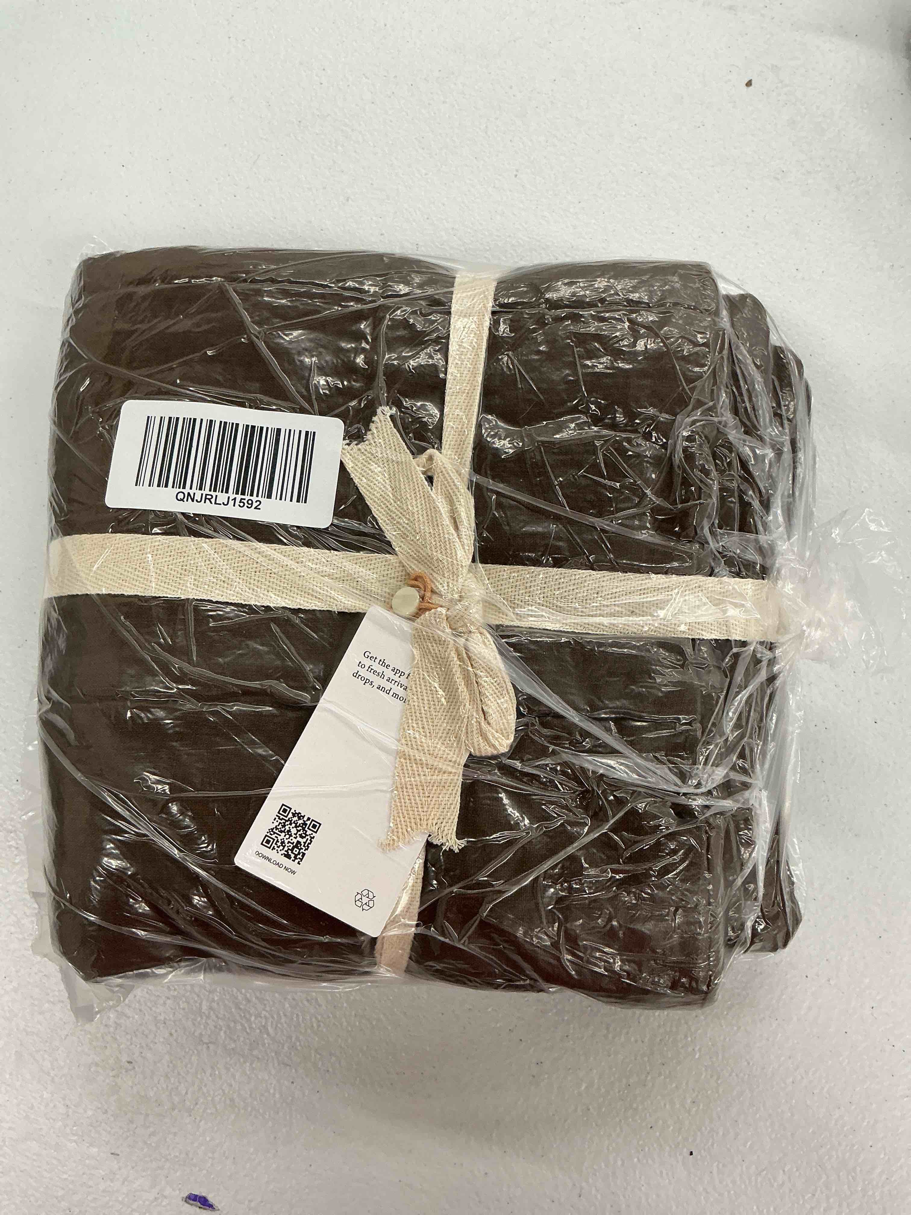 Condition photo showing New/Like New for quince lightweight european linen box quilted sham set, king, espresso