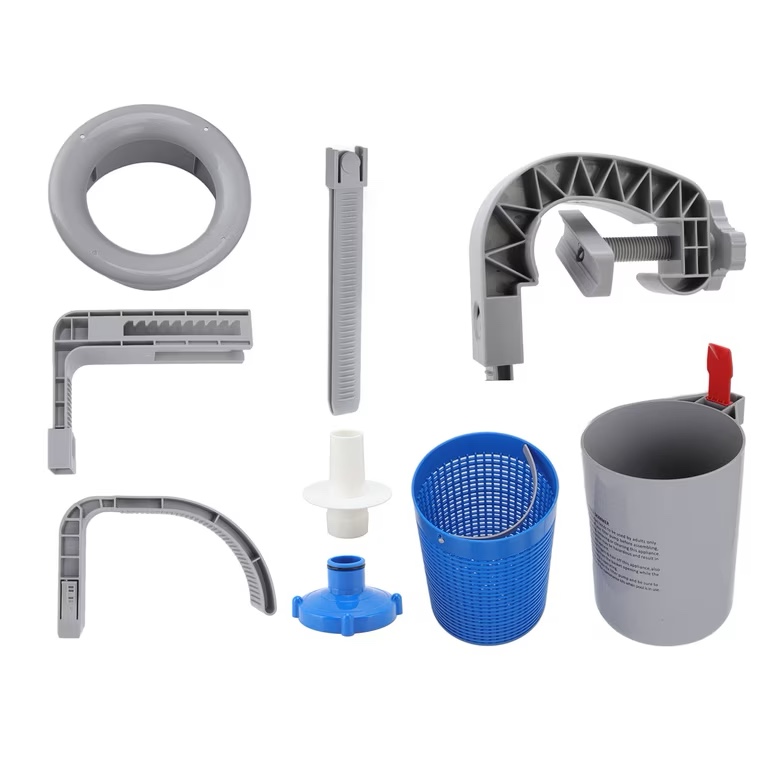 Automatic skimmer kit for swimming pools, wall-mounted surfaces, durable plastic, easy installation