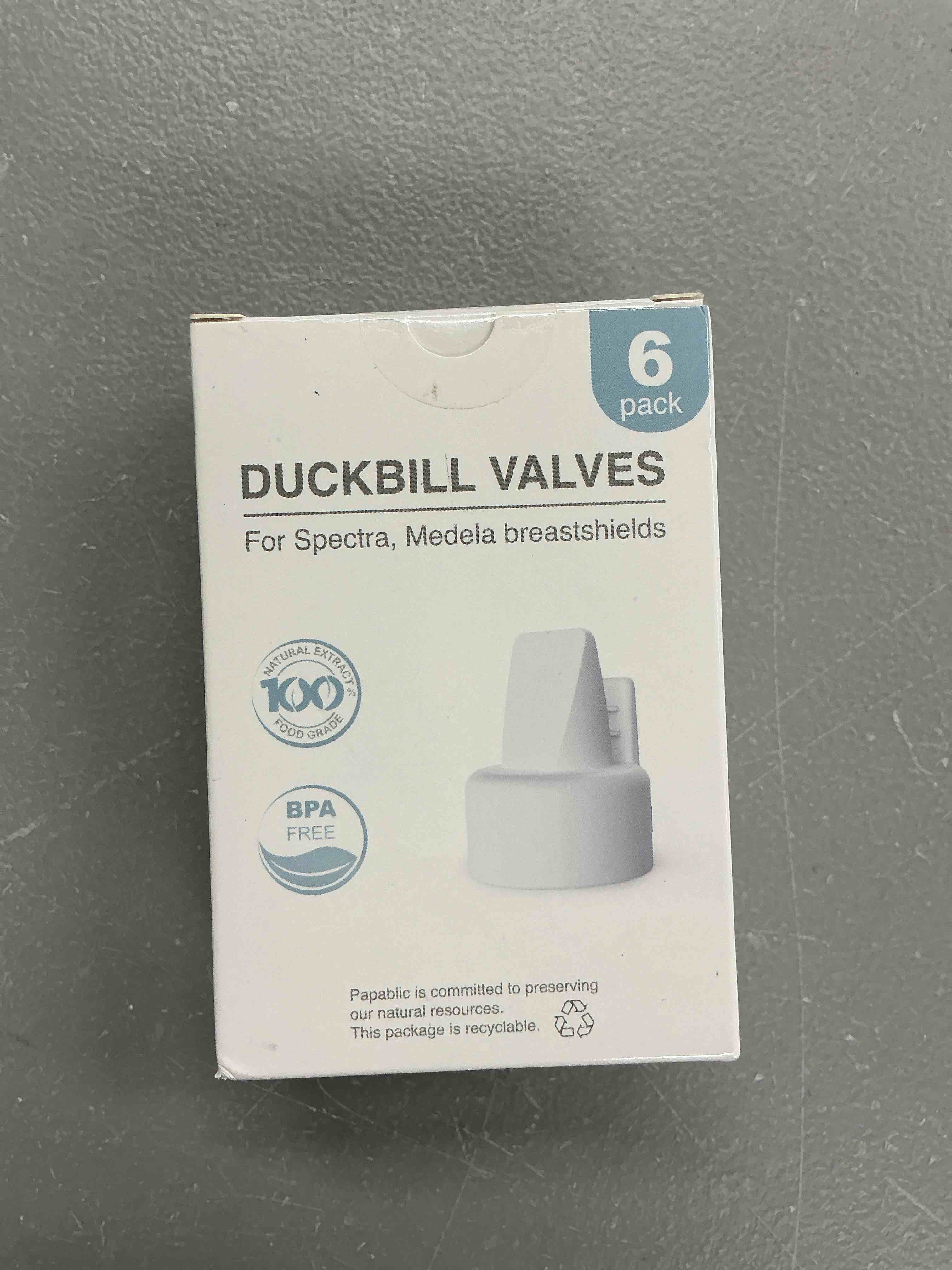 Condition photo showing New/Like New for [6-count] papablic duckbill valves, replacement milk valves compatible with spectra s1 s2 & medela breast pumps parts accessories, bpa & dehp free, food-grade silicone, easy to clean, white