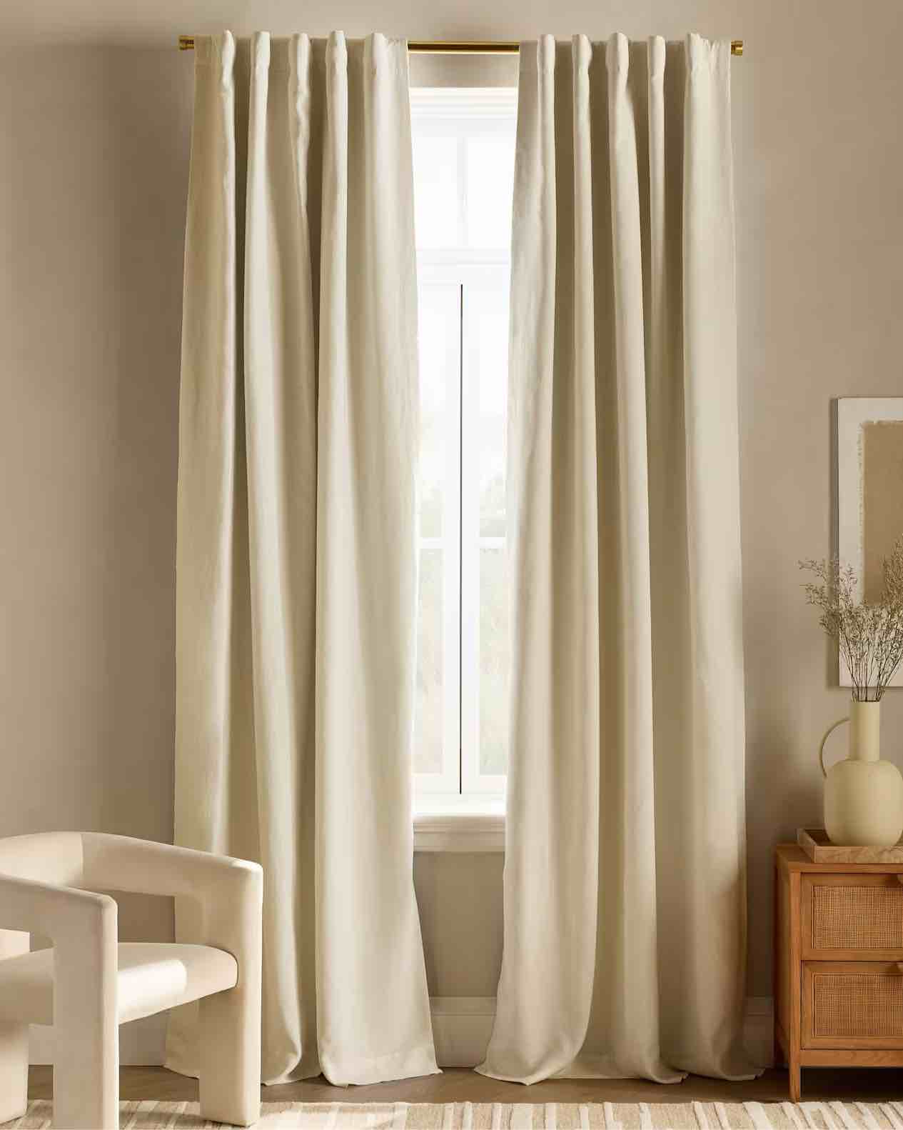 quince european linen room darkening curtain - single panel
