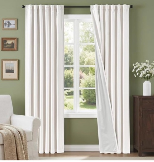 quince cotton velvet true blackout curtain, 48x84, ivory