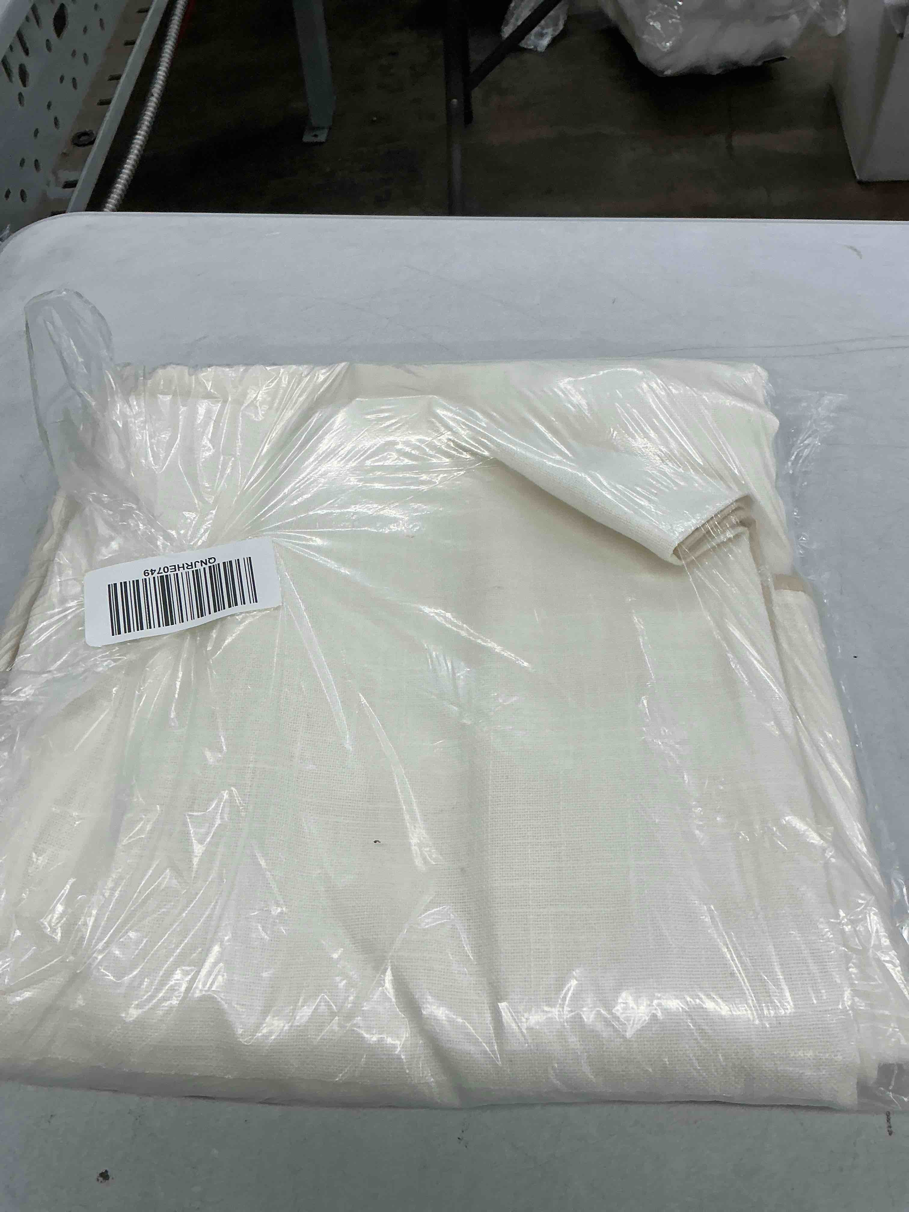 Condition photo showing New/Like New for piped edge cotton curtain - single panel, 48x84, ivory/oatmeal piping