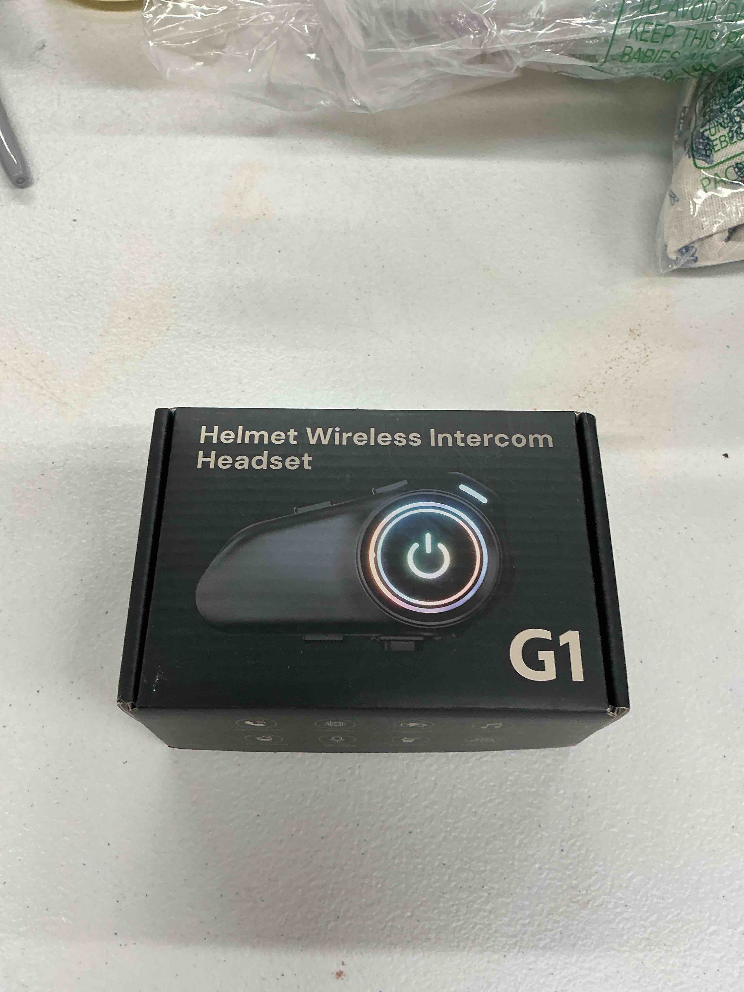 Condition photo showing Good Condition for motorcycle helmet bluetooth headset, 30h 1000mah intercom, enc+dsp noise cancel 40mm speakers, 1000m 2-person comm system, ipx6 waterproof headphones, music+auto ans for tour(soft mic for full-face)