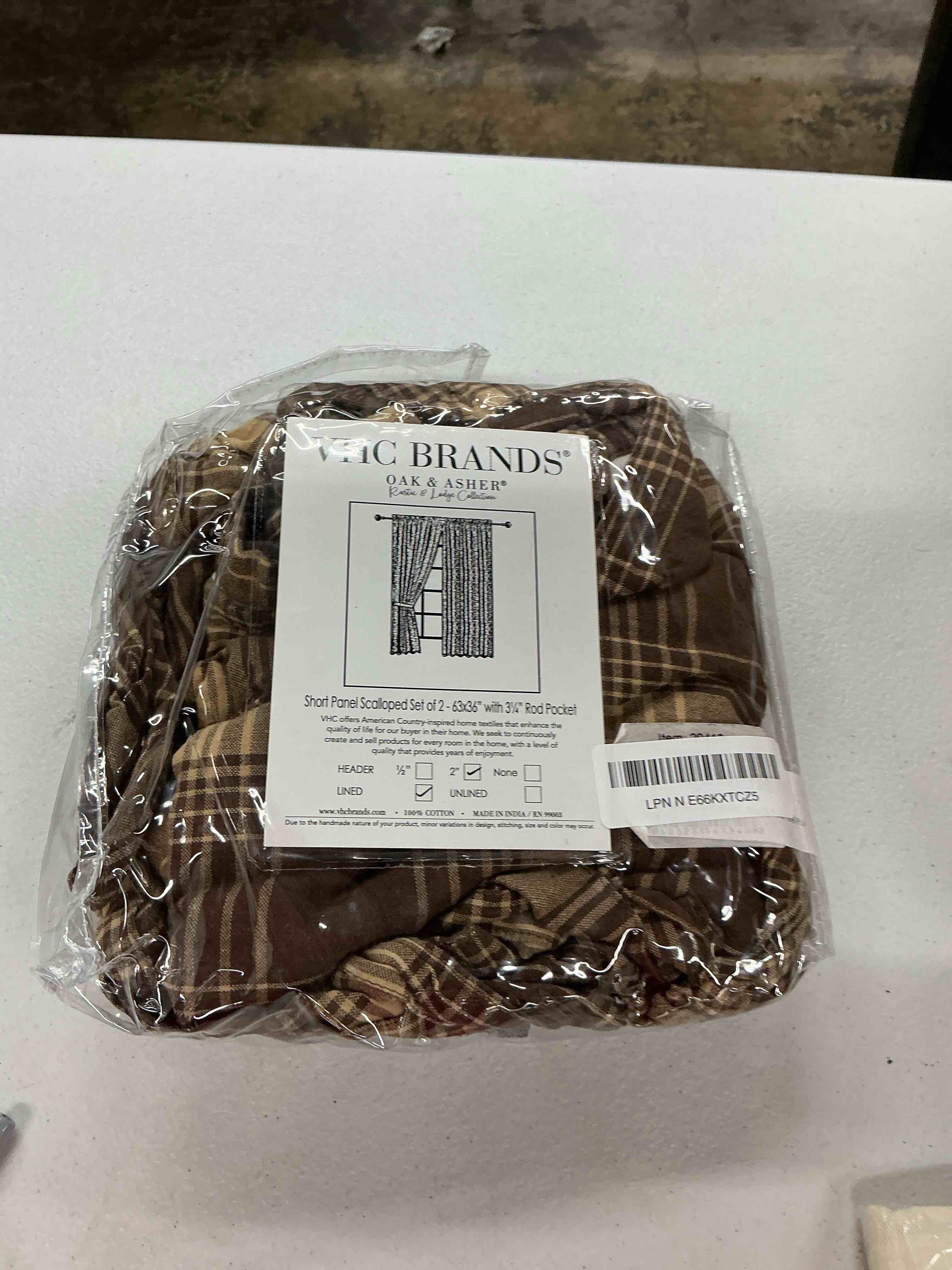 Condition photo showing Good Condition for vhc brands woodland brown rustic curtains dawson star rod pocket cotton tie back(s) plaid panel pair 36"w x 63"l (pack of 2)