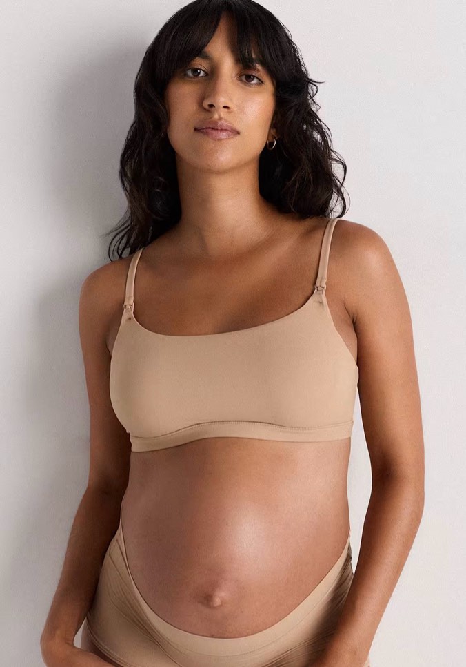 quince organic cotton scoop bralette (2-pack), s, sand