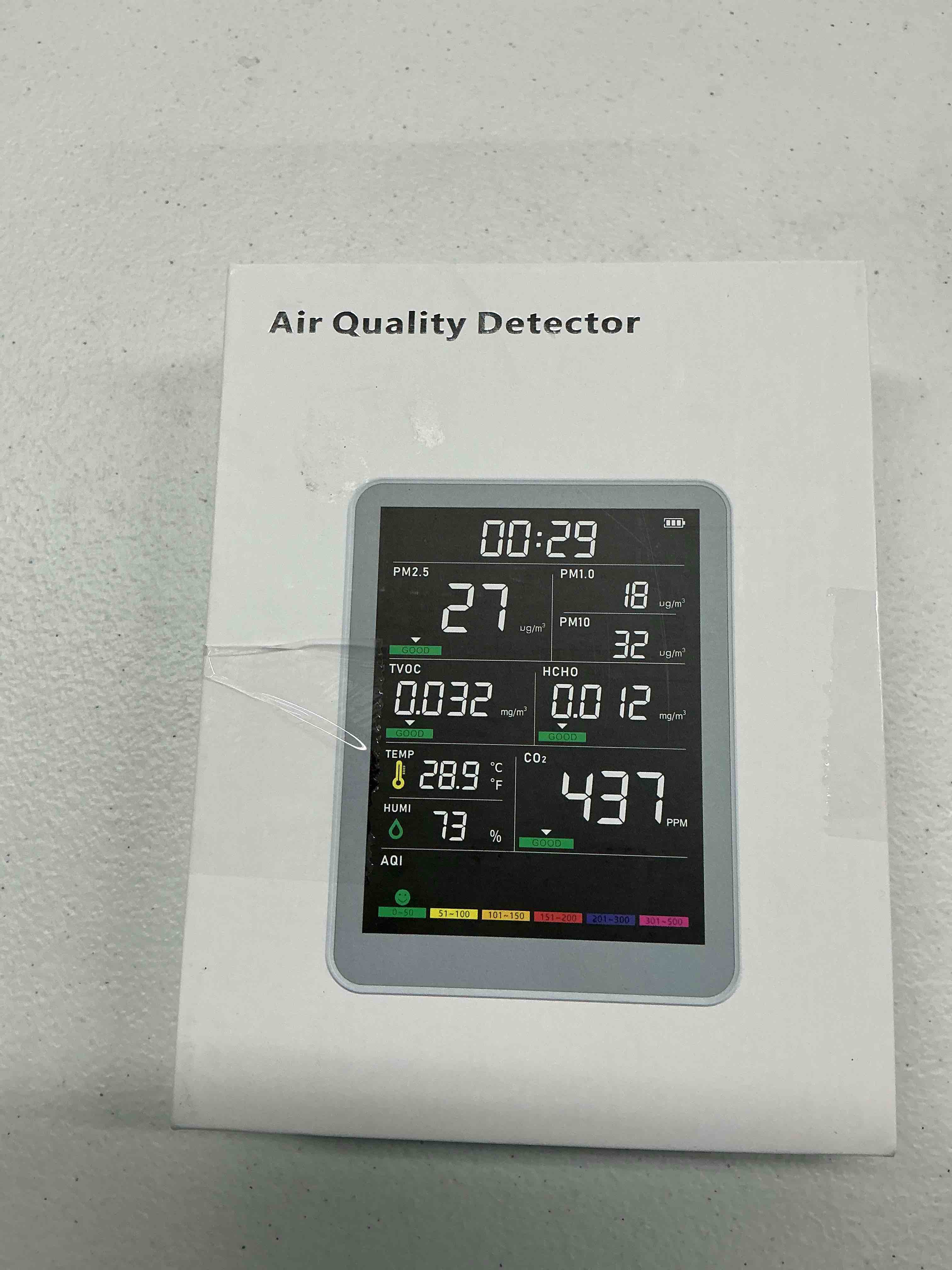 Condition photo showing Good Condition for professional indoor air quality monitor with aqi alerts, portable real-time detector for home, car, plants & pet (smog gray)