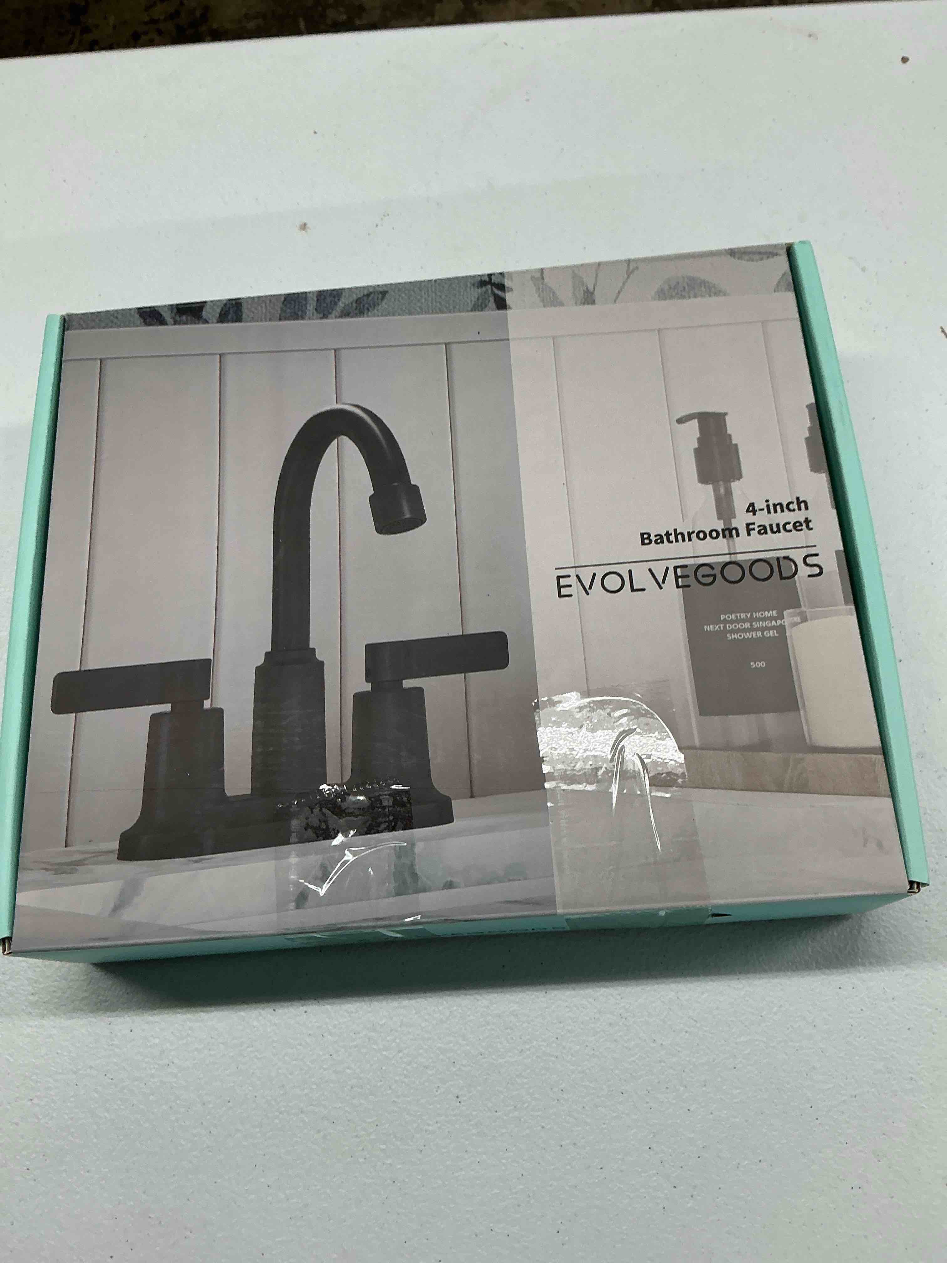 Condition photo showing Good Condition for matte black bathroom faucet 3 hole 4 inch stainless steel bathroom sink faucets 2 handle centerset faucet for bathroom sink vanity with pop up drain and 2 supply hoses by evolvegoods
