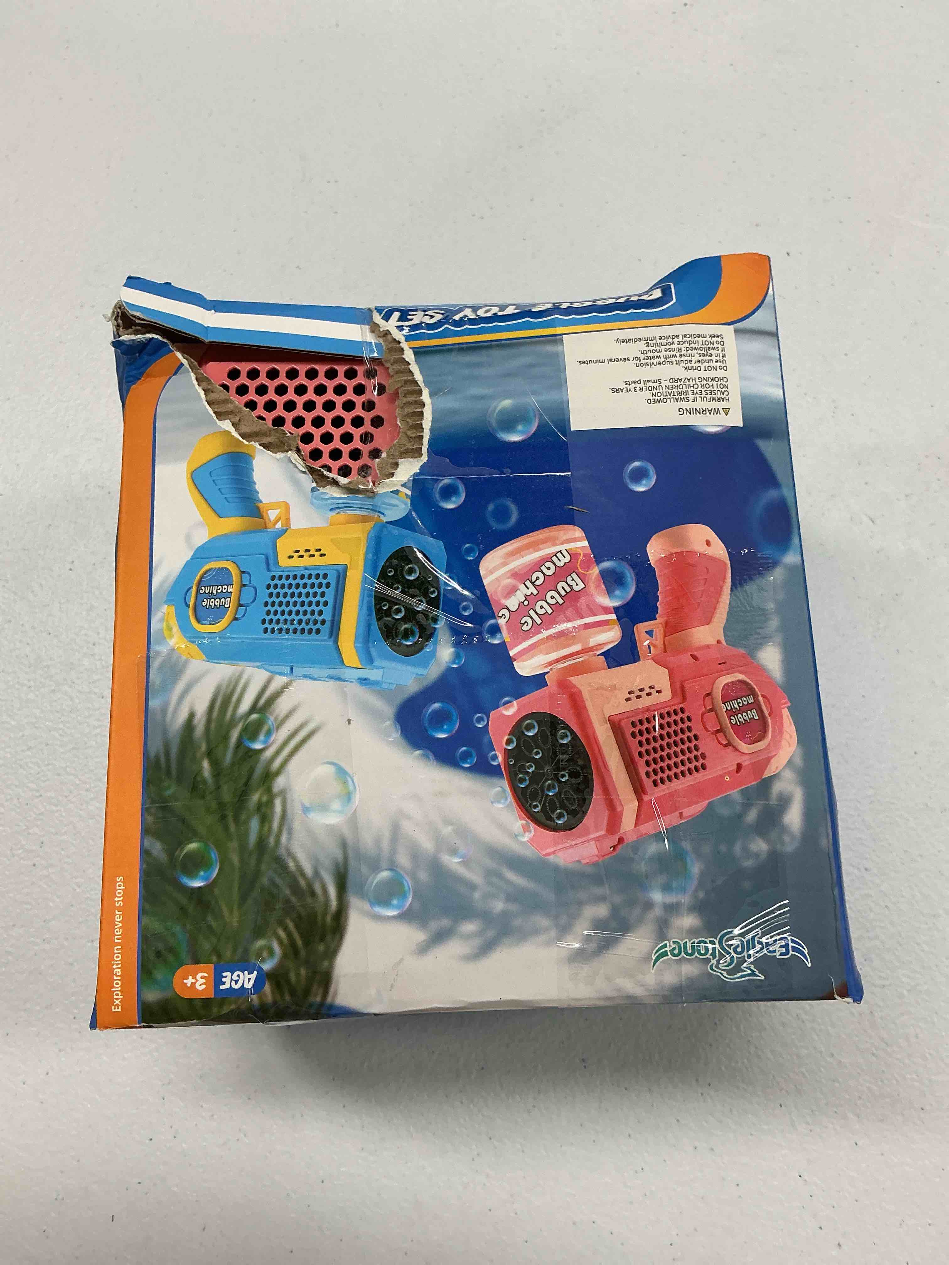 Condition photo showing Good Condition for eaglestone 2 pack bubble guns with 4 bottles solution, automatic bubble machine blaster for kids & adults – light up summer toy for outdoor, birthday gifts, easter, wedding party favor bubble blue,pink