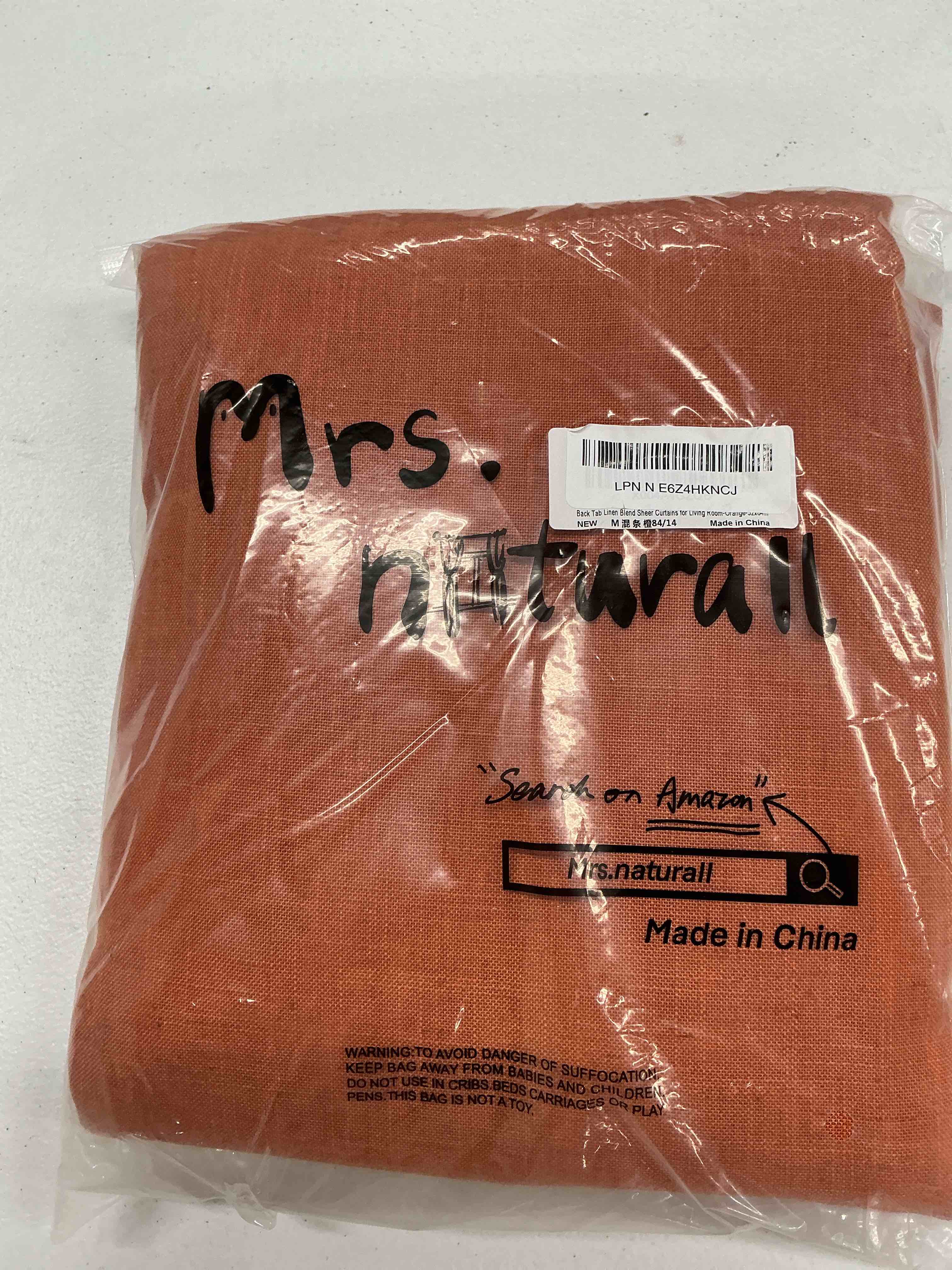 Condition photo showing Good Condition for orange boho linen curtains for living room, back tab light filtering semi sheer drapes 84 inches long, mid century modern retro decor curtain for bedroom 2 panels, dark burnt orange, cortinas naranjas 52"w x 84"l (pack of 2) orange