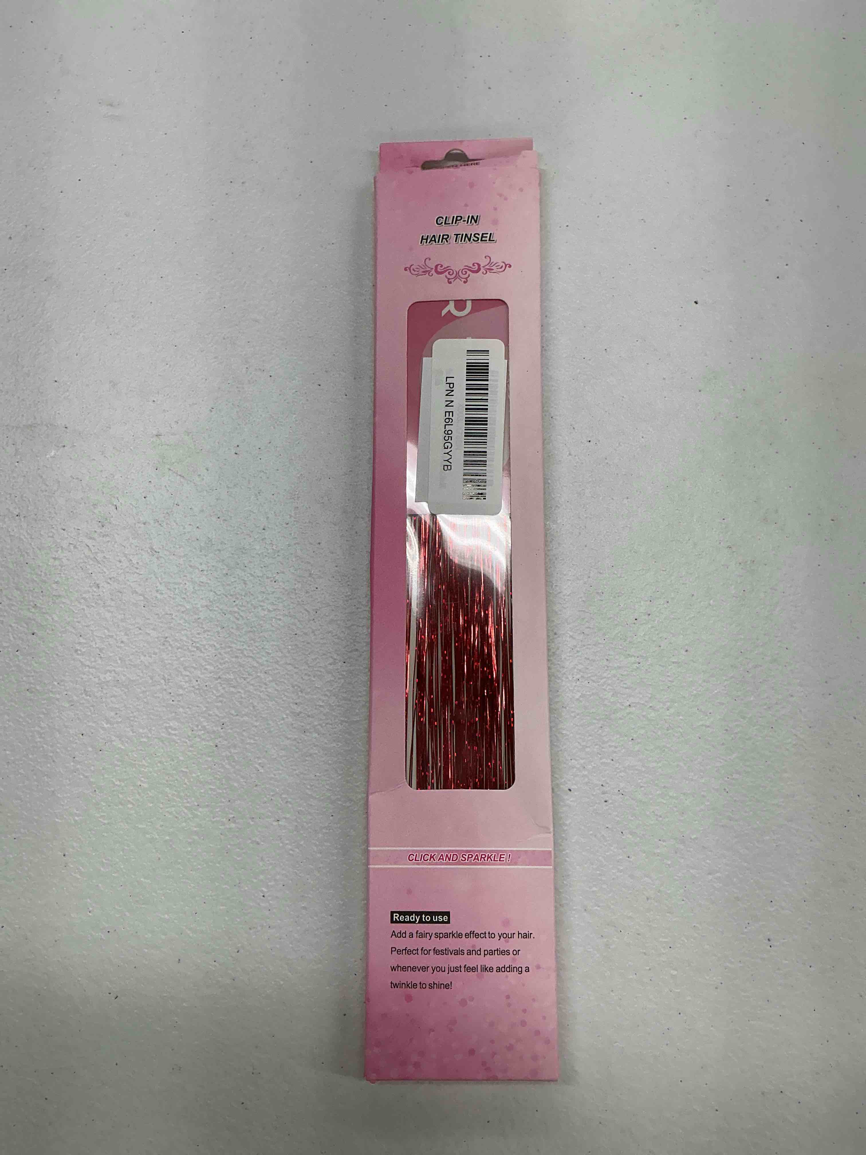 Condition photo showing Good Condition for hair tinsel pack of 12 pcs clip in hair tinsel glitter red tinsel hair extensions, festival tinsel fairy hair extension party dazzle hair accessories strands kit for women girls(12pcs,red#) red# 20 inch