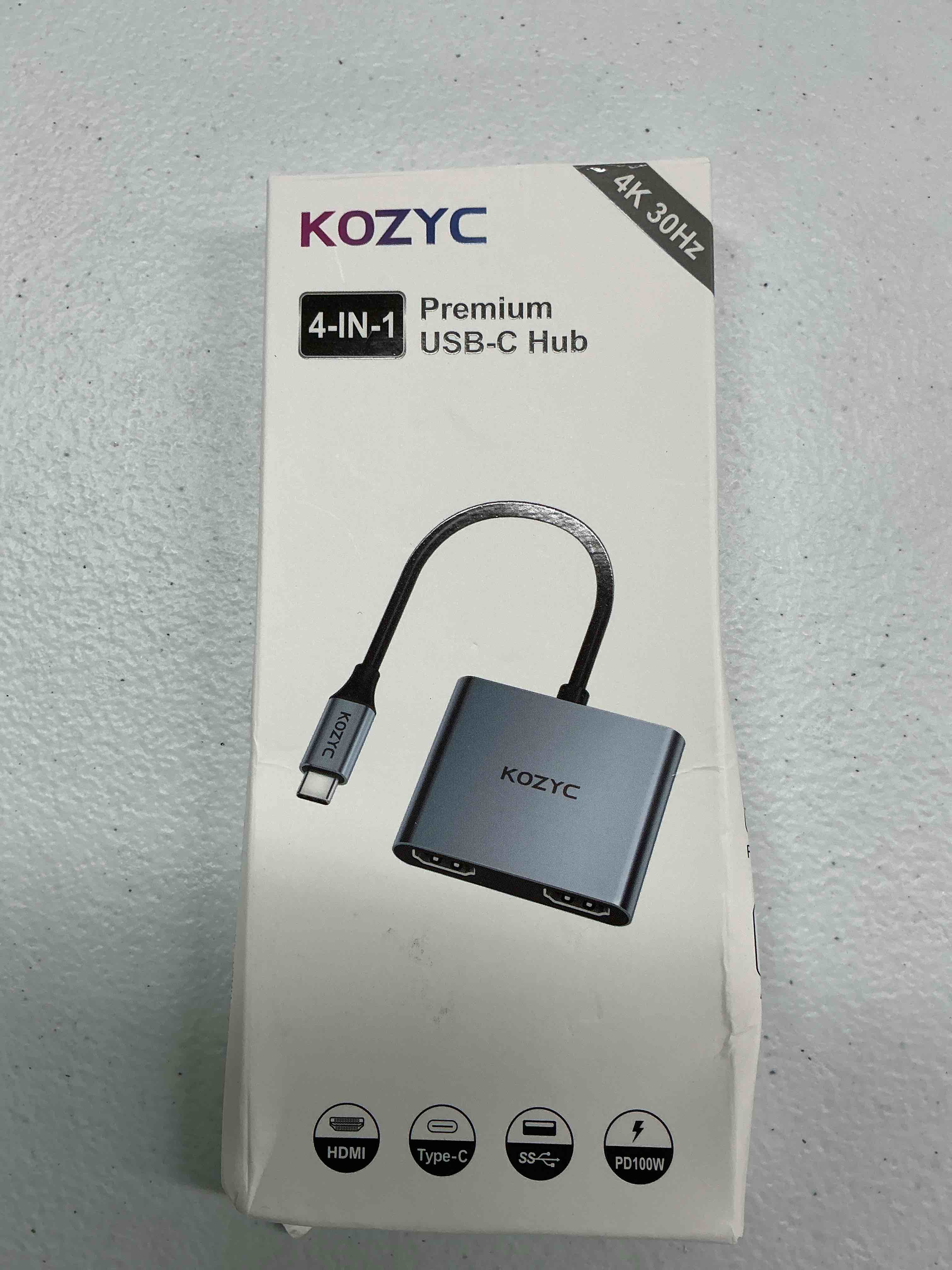 Condition photo showing Good Condition for usb c to dual hdmi adapter 4k@30hz, kozyc usb c hub multiport adapter with 2xhdmi, usb 3.0, 100w pd, support usb c to hdmi splitter extended display for macbook pro (mst is not supported on macos) 4-in-1 usb-c hub dual hdmi