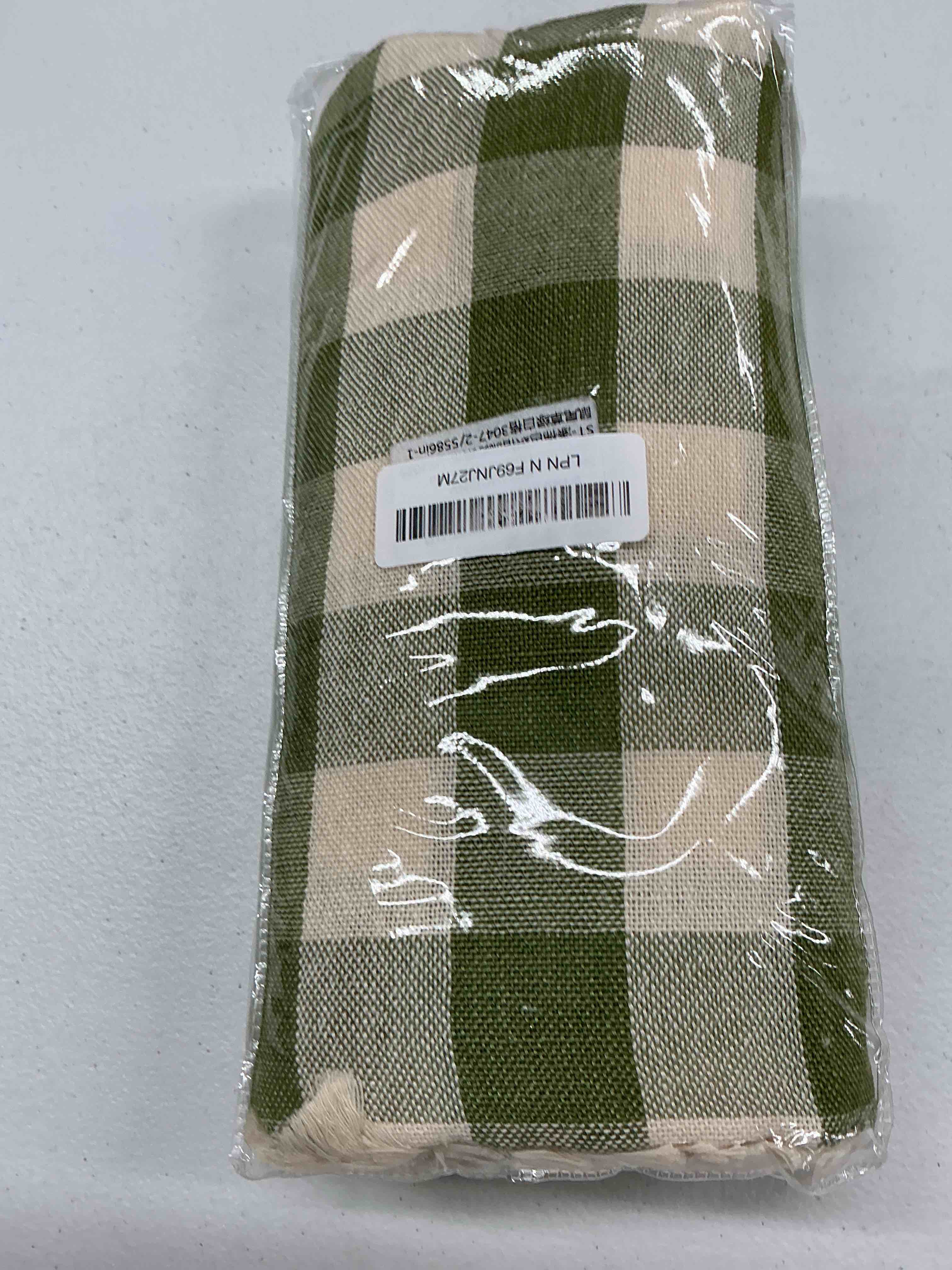 Condition photo showing New/Like New for softalker outdoor checkered tablecloth rectangle, spring summer linen cotton gingham table cloth with tassel, heavy duty wrinkle free buffalo plaid table cover for picnic camping - 55 x 84 inch, sage sagegreen plaid 55" x 84" (rectangular)