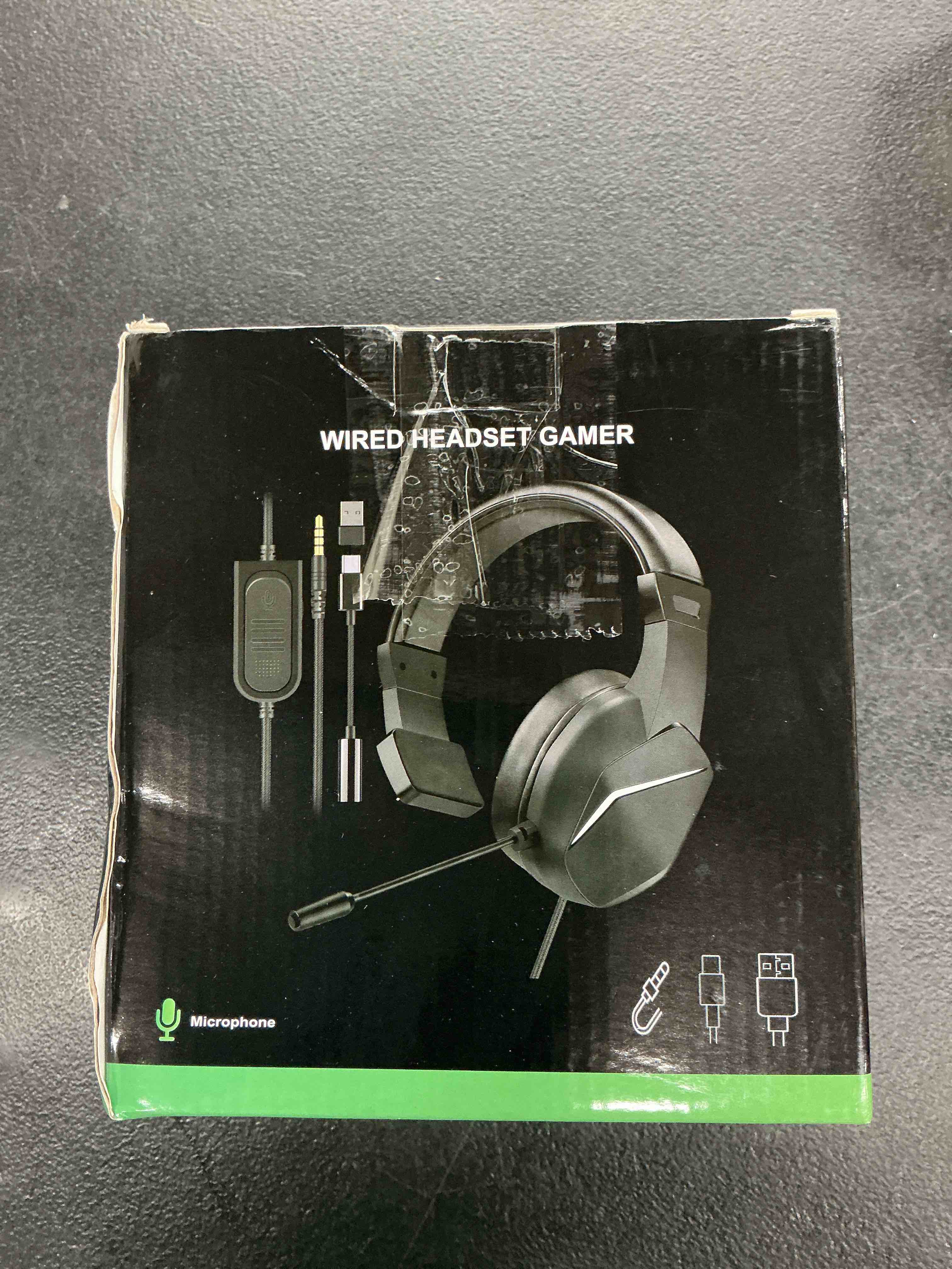 Condition photo showing Good Condition for wired one ear headset with mic for ps5/ps4/xbox/switch/mac/laptop/pc, usb+type-c+3.5mm jack 3in 1 single ear headphone with microphone/volume control for gaming office business work team meetings chat
