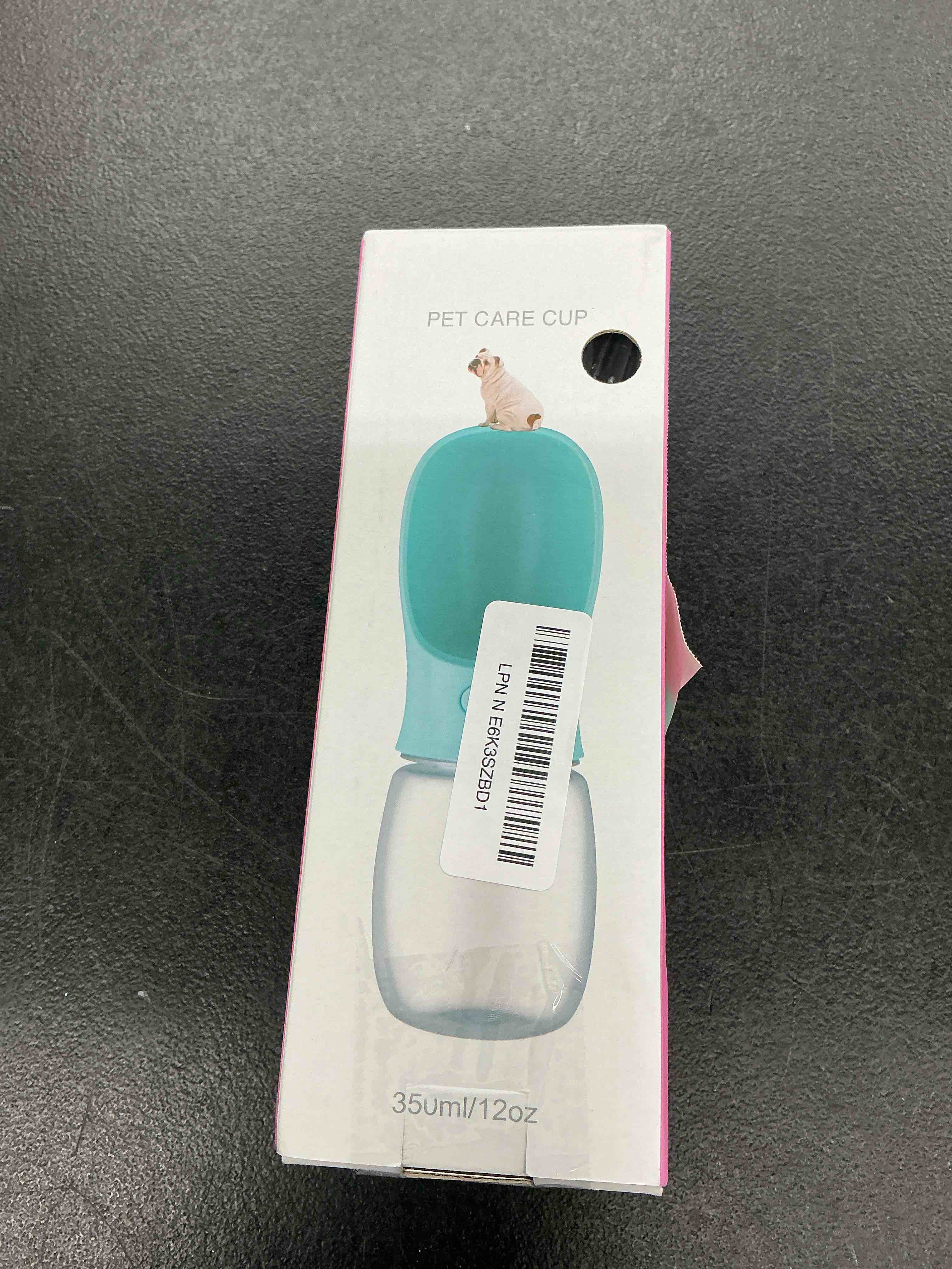 Condition photo showing Good Condition for wepet portable dog water bottle, 12 oz, leak proof puppy water dispenser with drinking feeder for pets outdoor walking, hiking, travel, food grade plastic 12 oz #06 aqua
