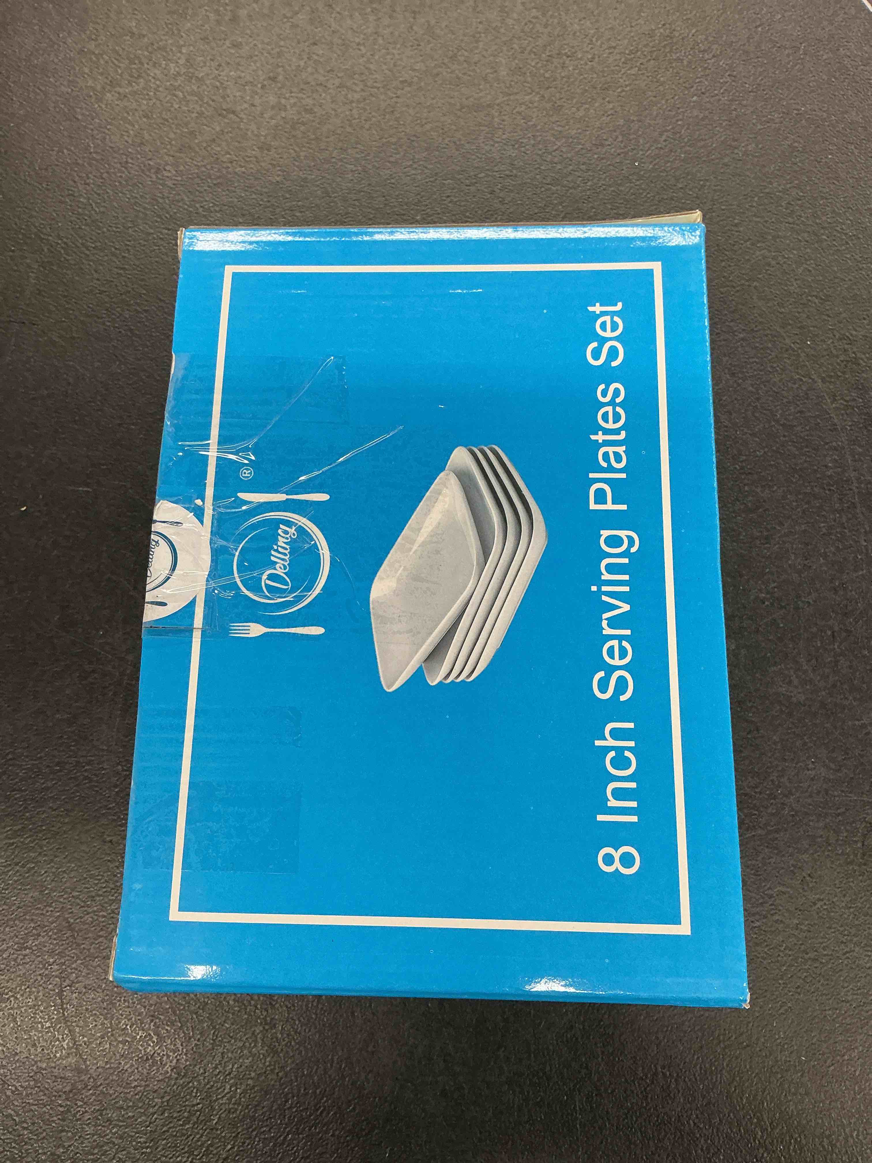 Condition photo showing Good Condition for delling 8 inch rectangular appetizer plates set of 6, porcelain salad dessert plates white, small serving plates for sushi snack, microwave oven dishwasher safe, stackable ceramic plates