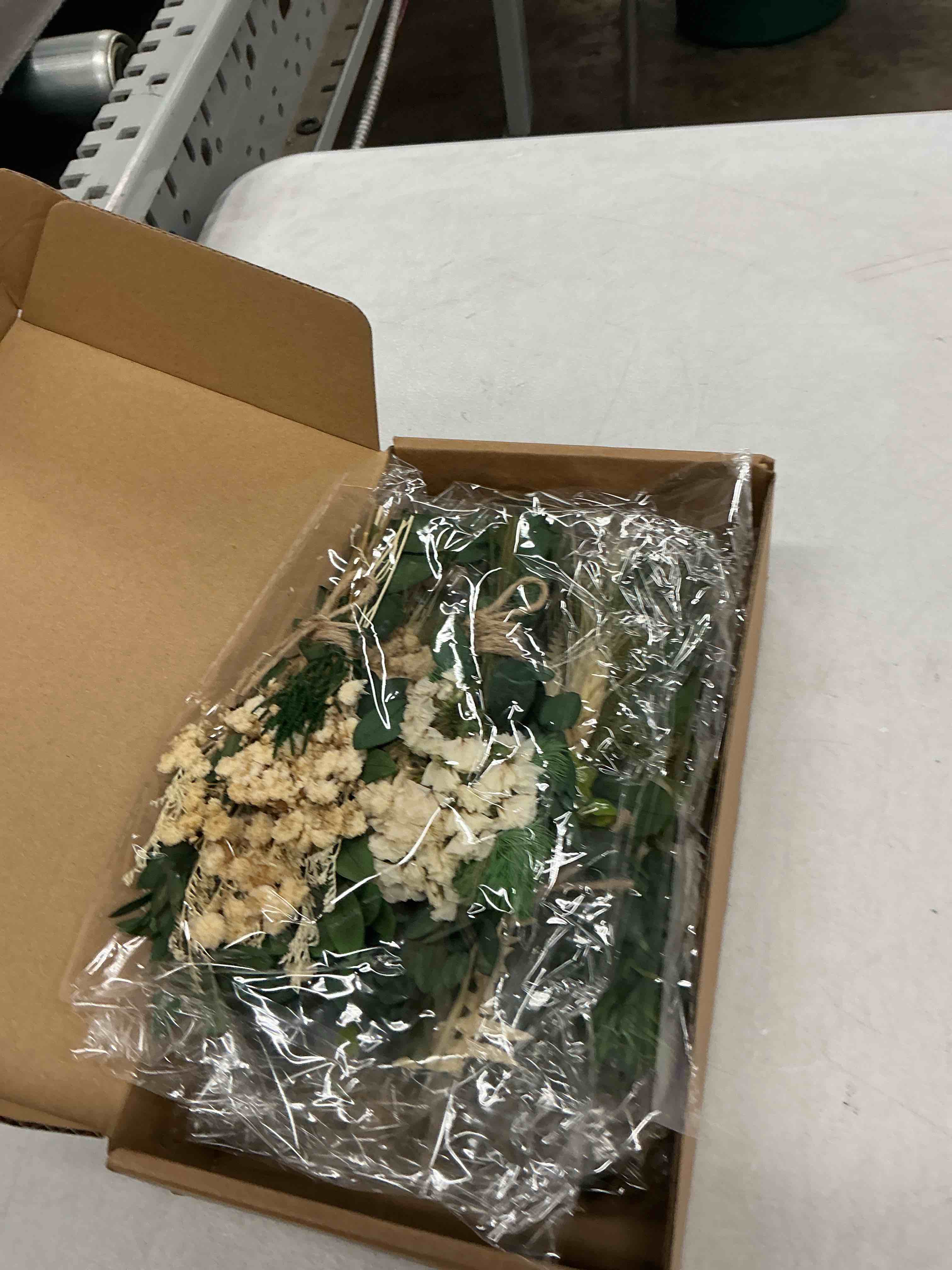 Condition photo showing New/Like New for layhit 12 pack boho dried flower bouquet mini wedding handmade dry flowers decor for vase crafts diy photo boutonniere for men floral plant for bridesmaid gift birthday decor(fresh) eucalyptus