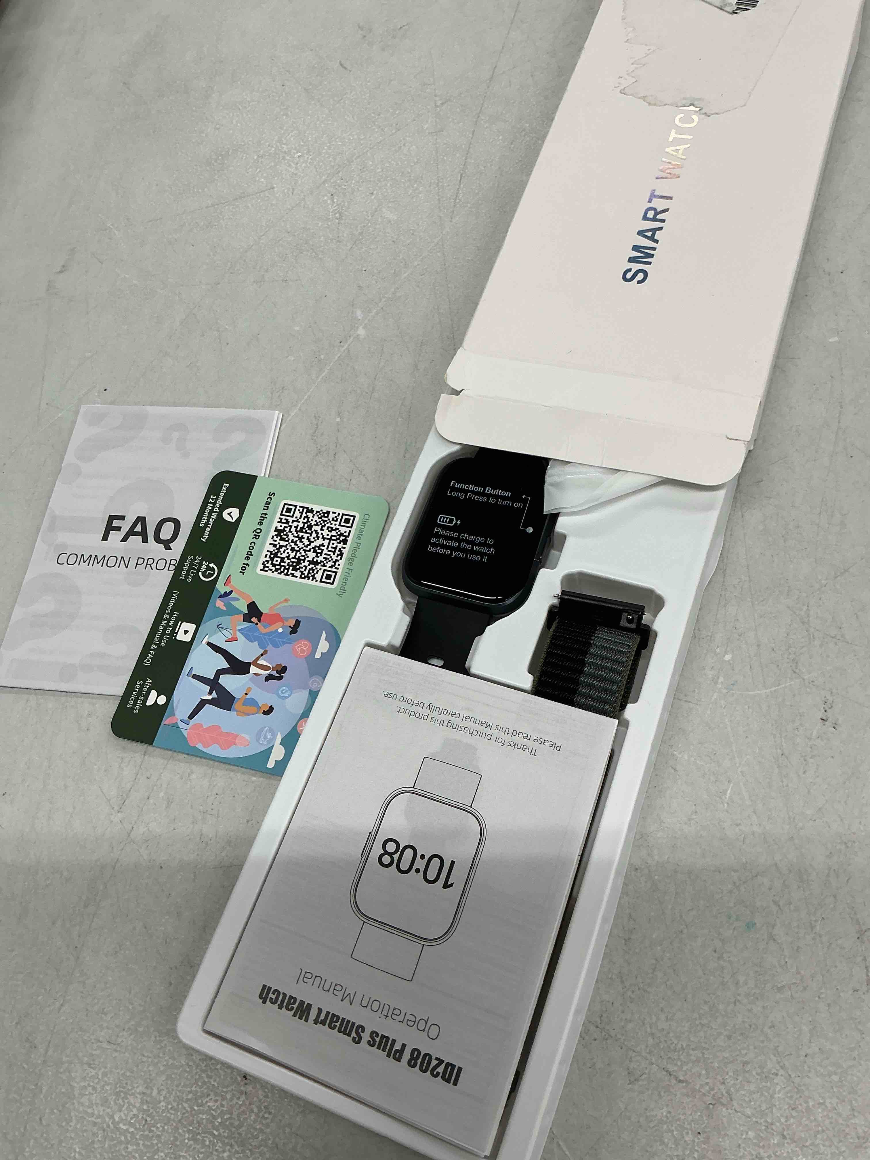 Condition photo showing New/Like New for smart watch for men women, 1.8" fitness tracker for android & iphone, answer/make calls, alexa built-in, heart rate/sleep/spo2 monitor smartwatch, ip68 waterproof watches 101+ sport modes, 2 bands matte black