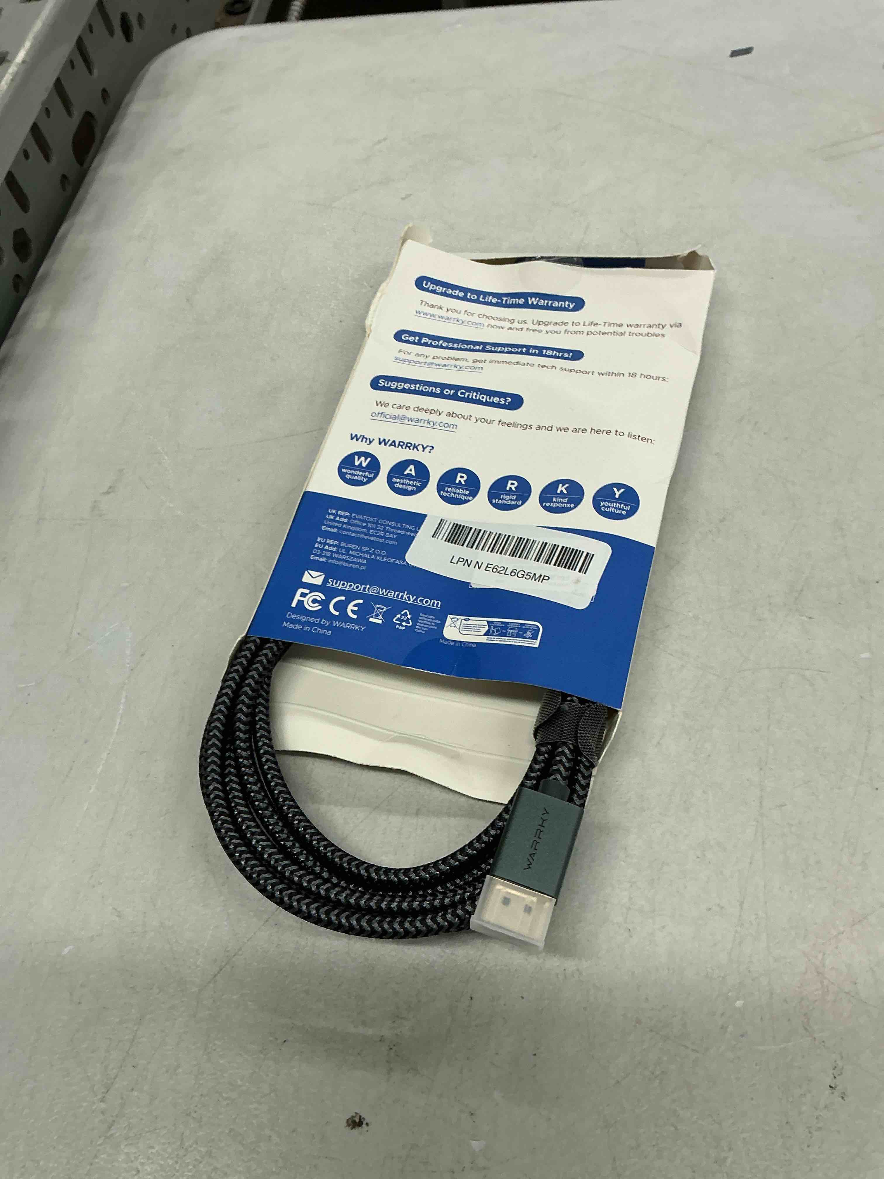 Condition photo showing Good Condition for warrky 4k displayport to hdmi cable [uhd, metal case, nylon cable] 6ft unidirectional display port 1.2 source to hdmi 1.4 screen, dp to hdmi compatible for computer, nvidia, amd, dell, lenovo, monitor 6ft 1 pack