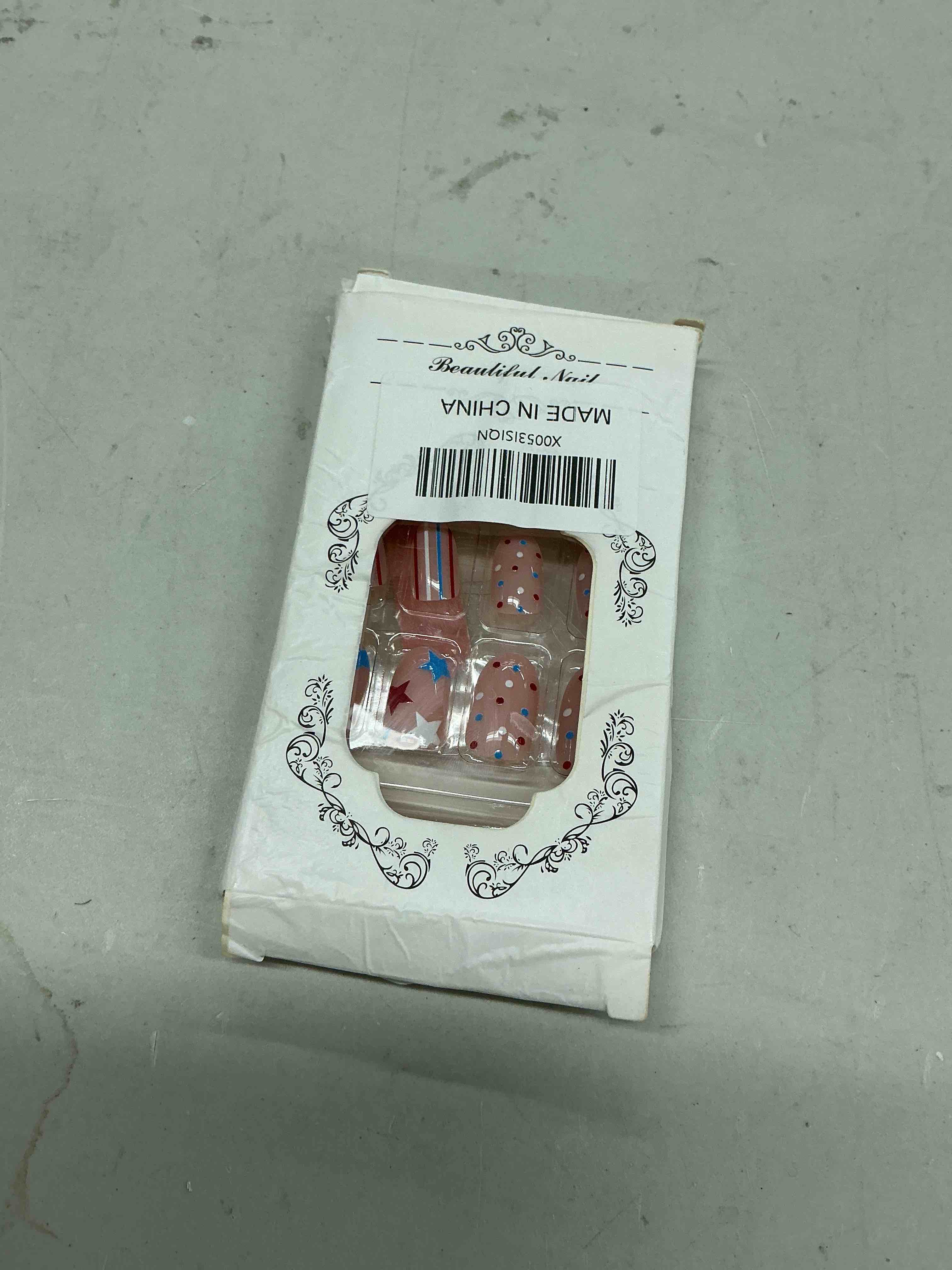 Condition photo showing Good Condition for 24pcs independence day press on nails short square fake nails with american flag stripe designs patriotic false nails red white and blue star stick on nails for women 250 anniversary manicure diy american flag-13
