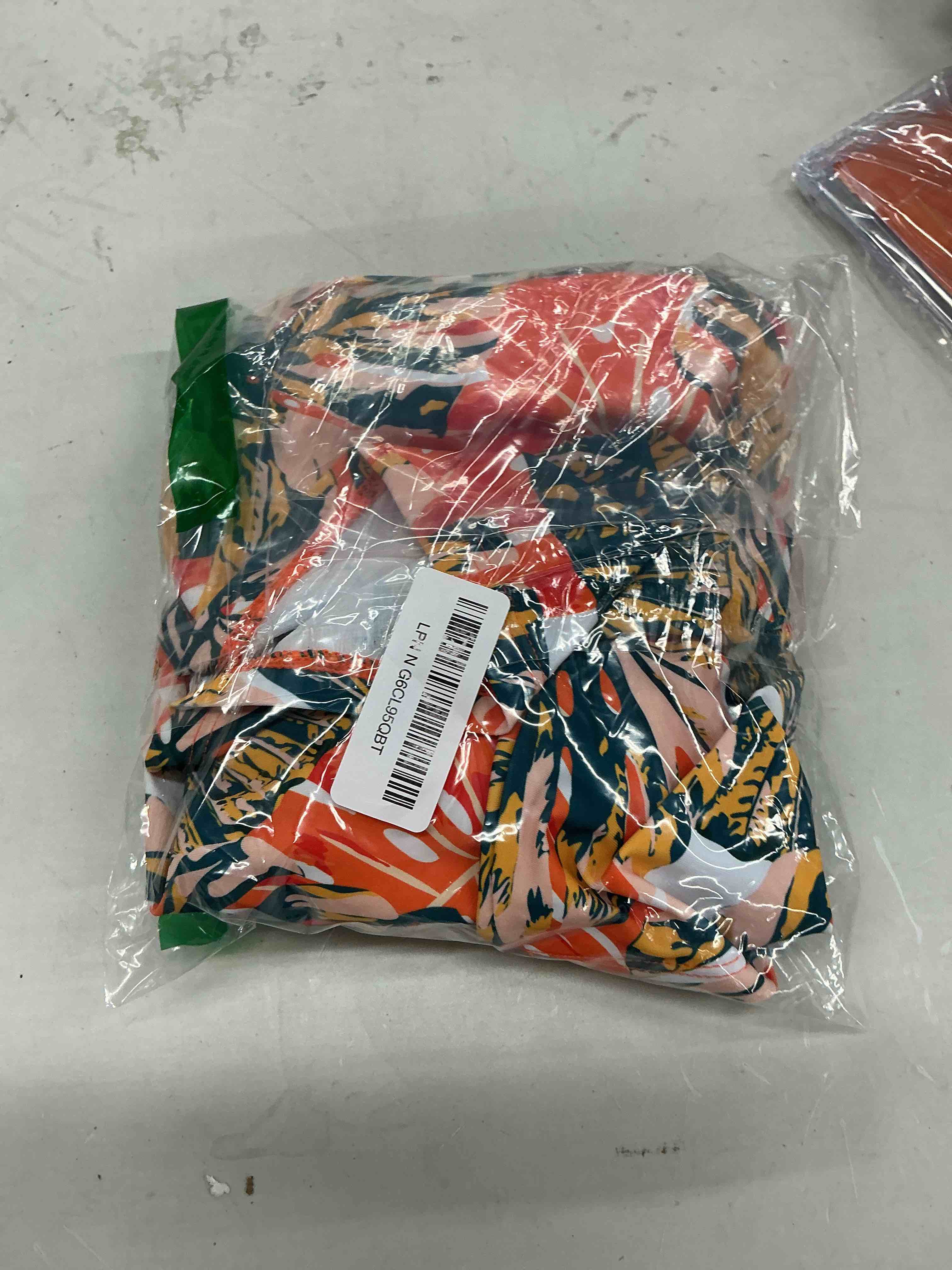 Condition photo showing Good Condition for patpat family matching swimwear set: floral print sleeveless ruffled one piece bathing suits men large orange soda