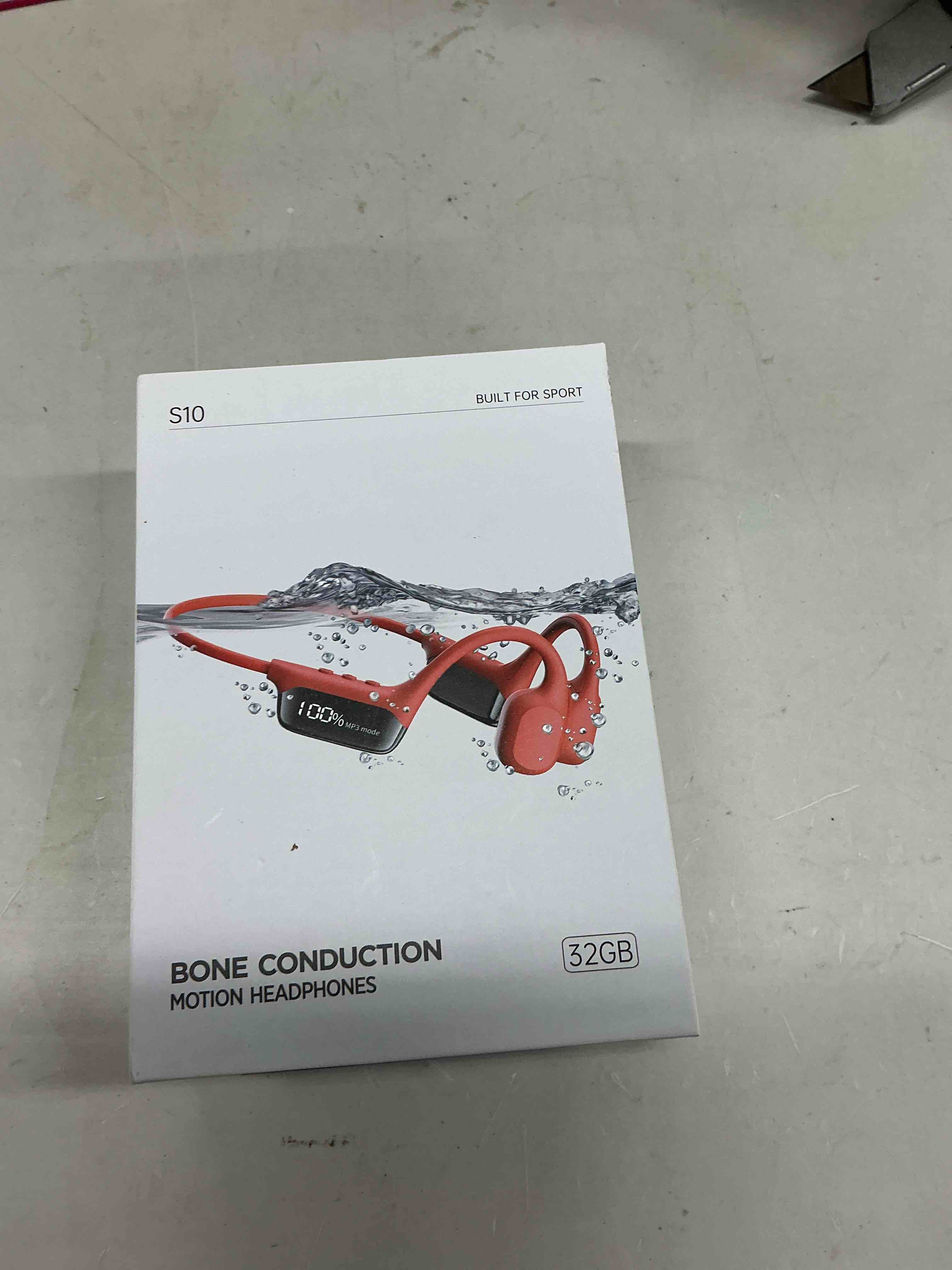 Condition photo showing Good Condition for ayi swim headphones true bone conduction open ear headset led screen power indicator underwater mp3 player built-in 32g memory ip68 waterproof bluetooth earphone for sport running-s10 red swim headphone s10 red