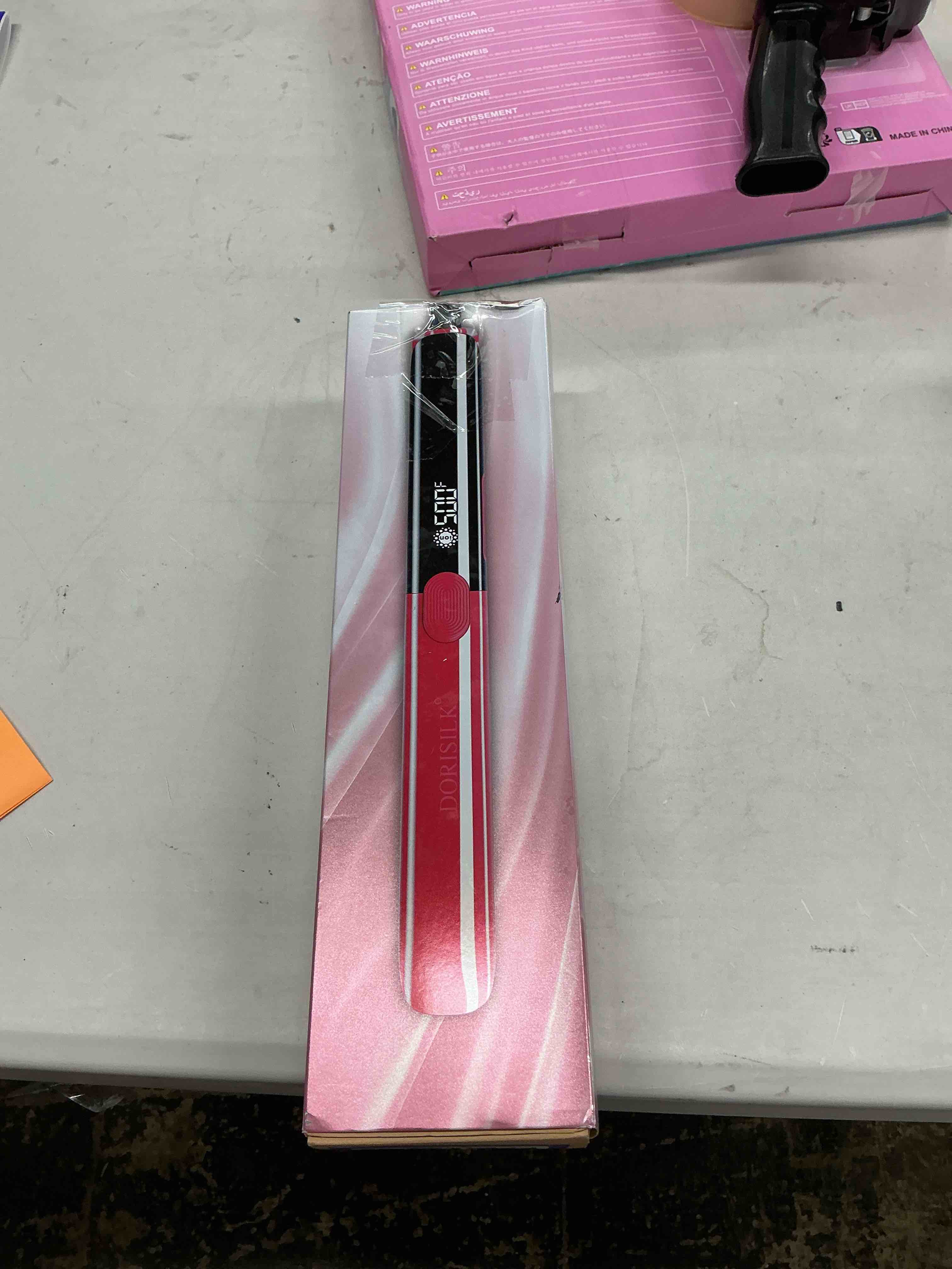 Condition photo showing Good Condition for dorisilk 500 degree high temp professional hair straightener?1 inch ceramic flat iron ?2 in 1 hair straightener and curler?plasma flat iron get frizz-free ?dual voltage for travel using?hot pink?