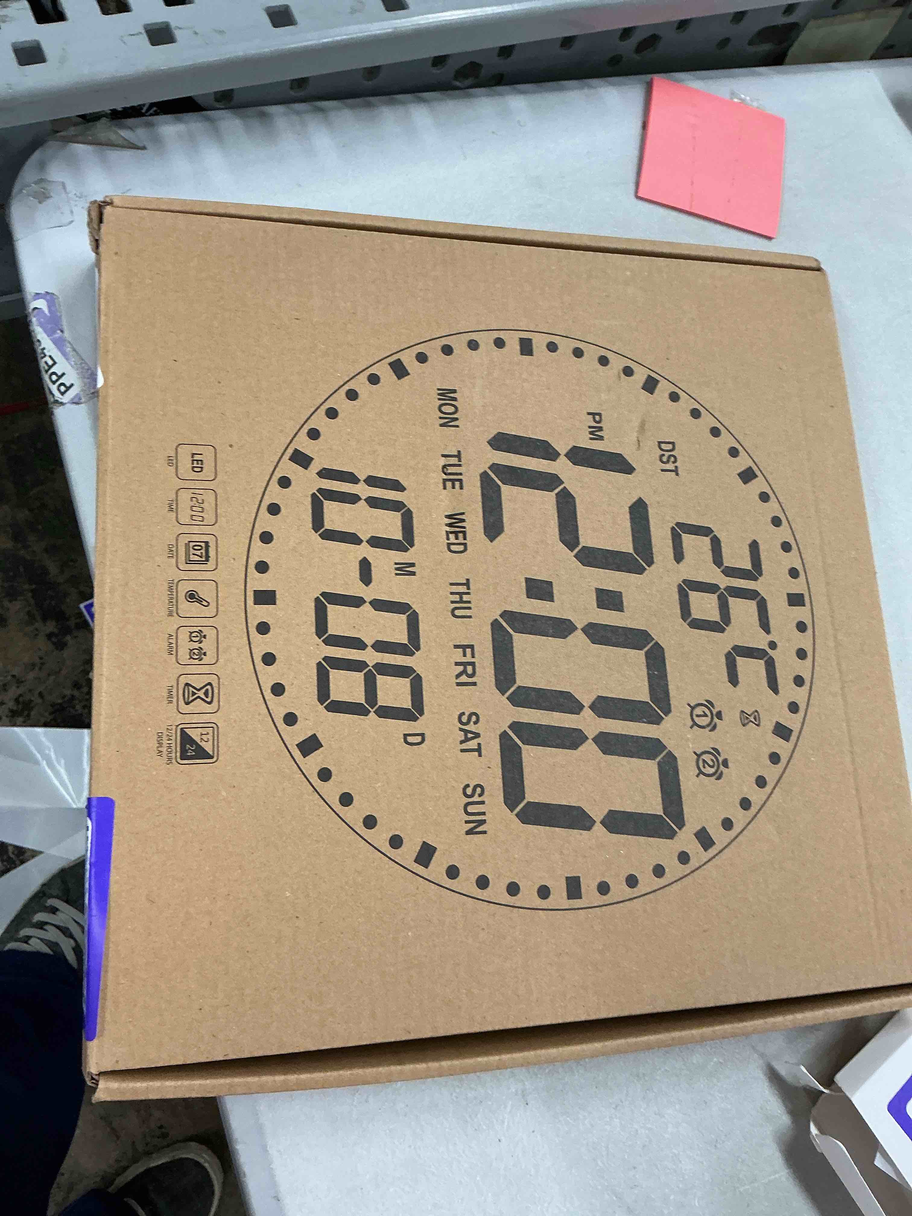 Condition photo showing Good Condition for 12" large digital wall mount clock, count down timer, alarm, big led, 12 rgb color, temperature for living room classroom desk, xmas, birthday gift for senior mom (fabric elements) black shell - fabric elements