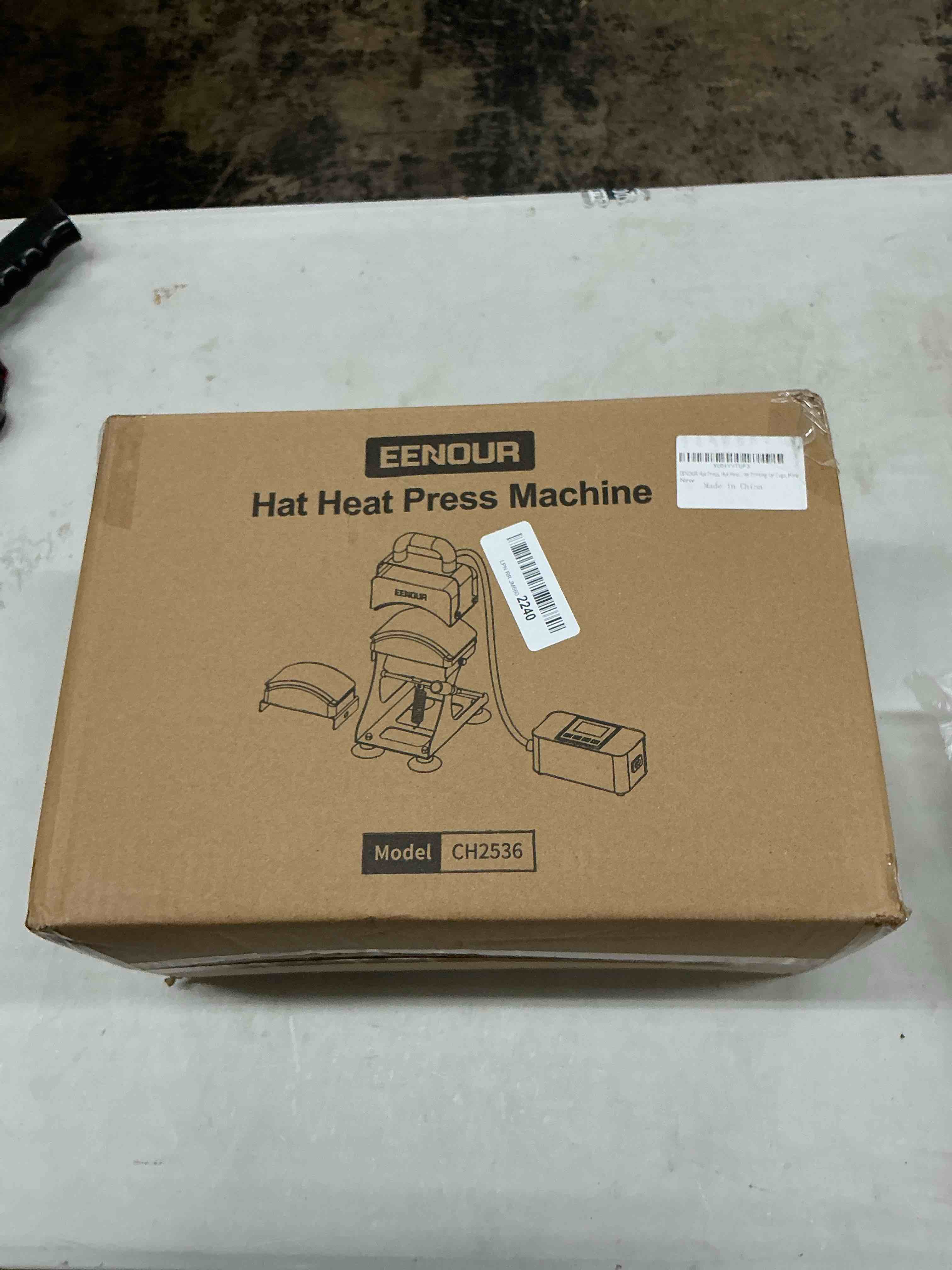 Condition photo showing Good Condition for eenour hat press, hat heat press machine with 2 platens & caps stretcher, hat press heat machine for caps with memory mode, precise time and temperature control, heat transfer printing for caps, hats blue