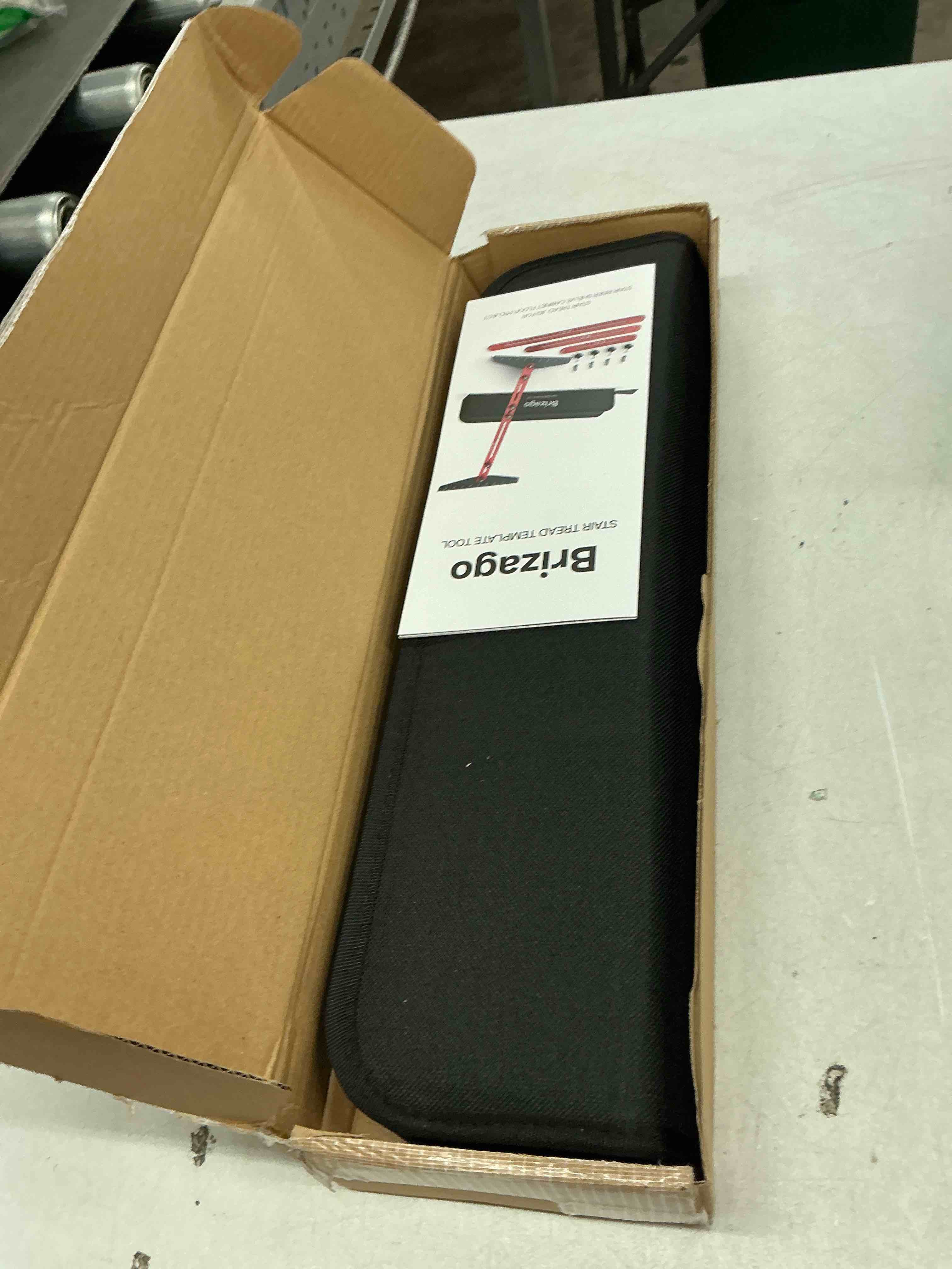 Condition photo showing Good Condition for stair tread gauge template tool, 10-67 inches adjustable aluminum alloy stair measuring jig for accurate measurement,includes storage bag
