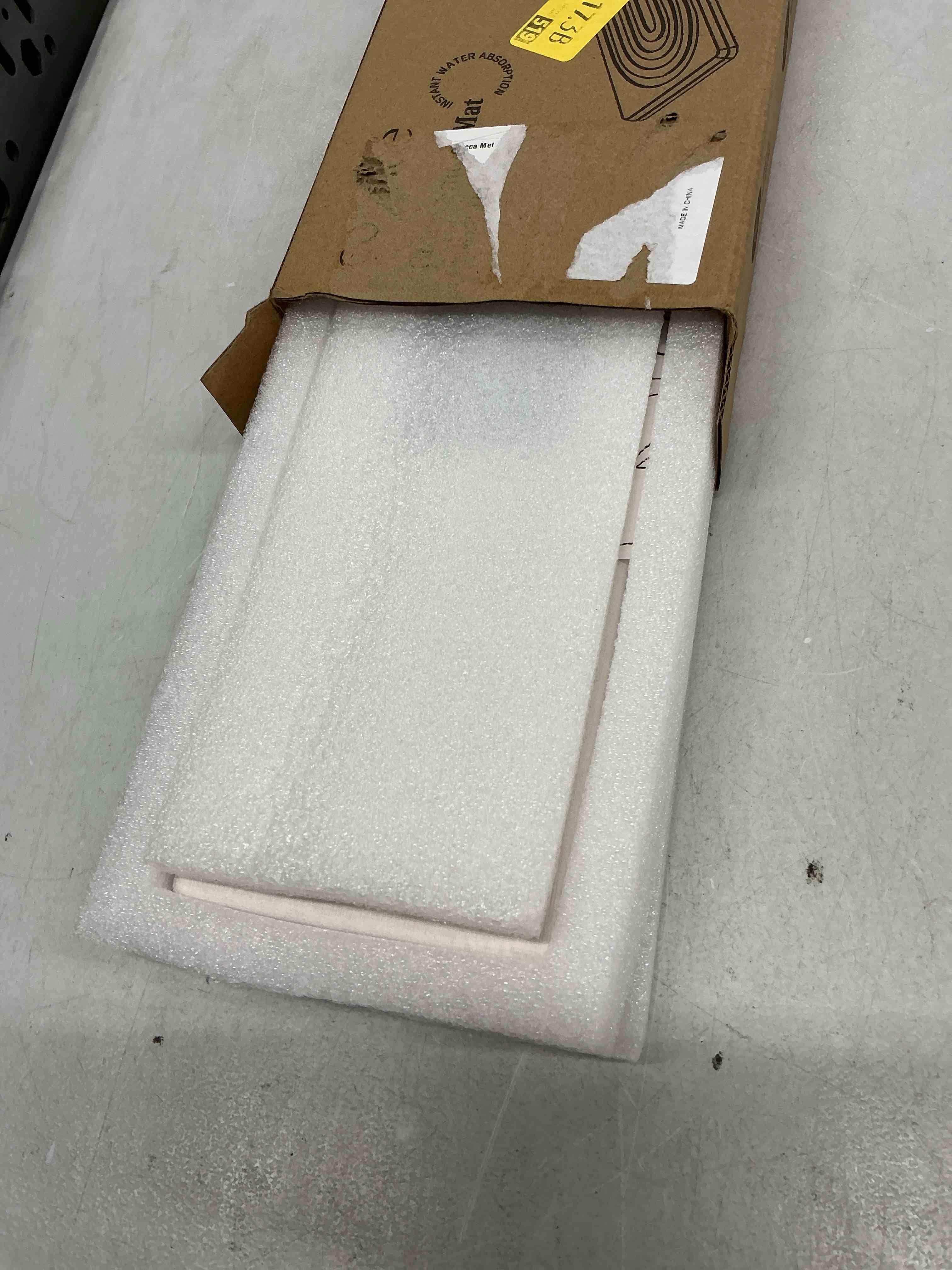 Condition photo showing New/Like New for eormoe faucet mat for kitchen sink – diatomite stone drying mat & sink protectors, prevent moisture – sink splash guard water-absorbing stone tray for bathroom counter (light grey, 23.6" x 3.9") light grey 23.6" x 3.9"