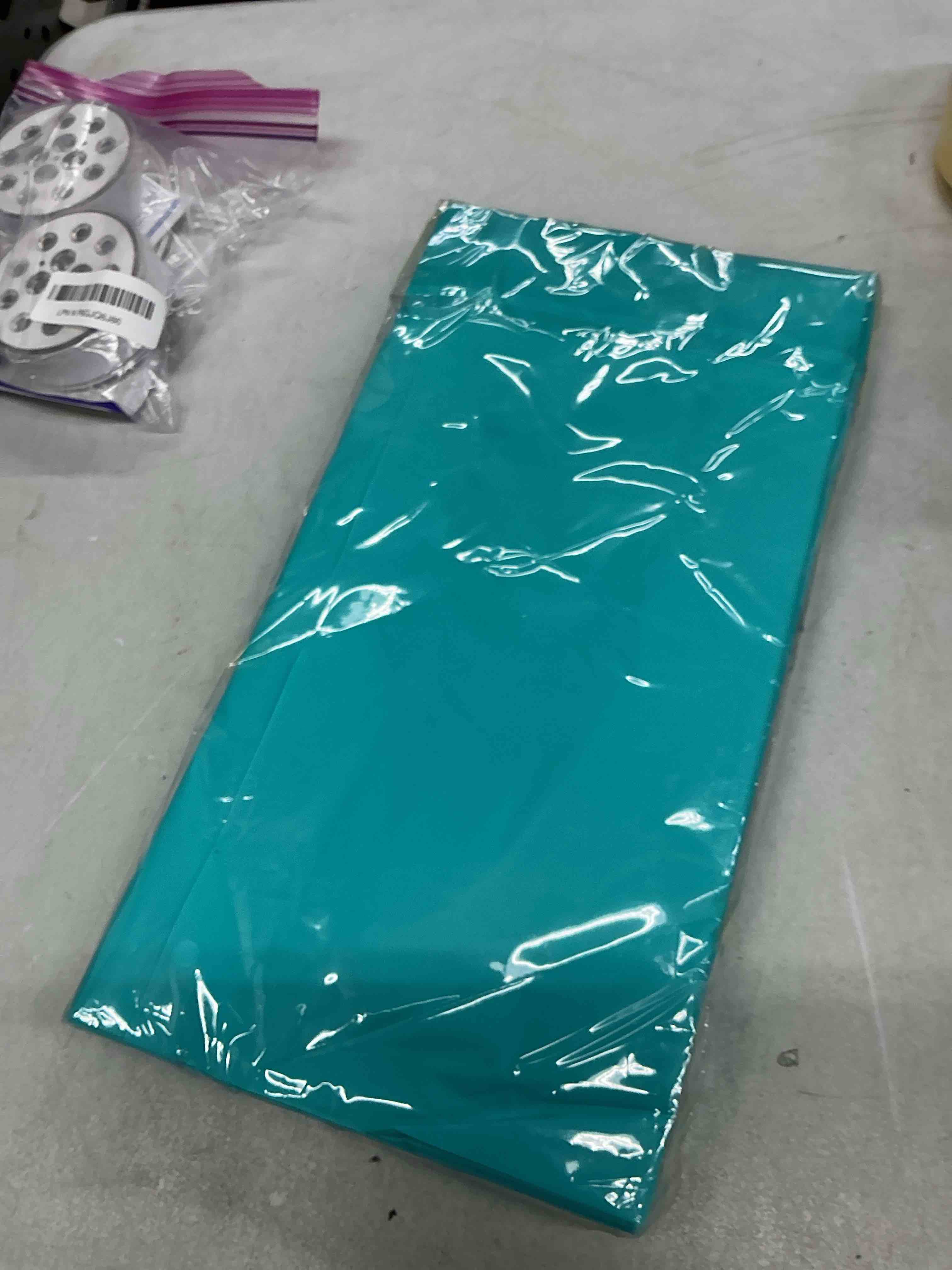 Condition photo showing New/Like New for tujol teal 6 pack plastic table cloth 54" x 108", disposable tablecloths rectangle table cover, plastic tablecloths for parties teal rectangle