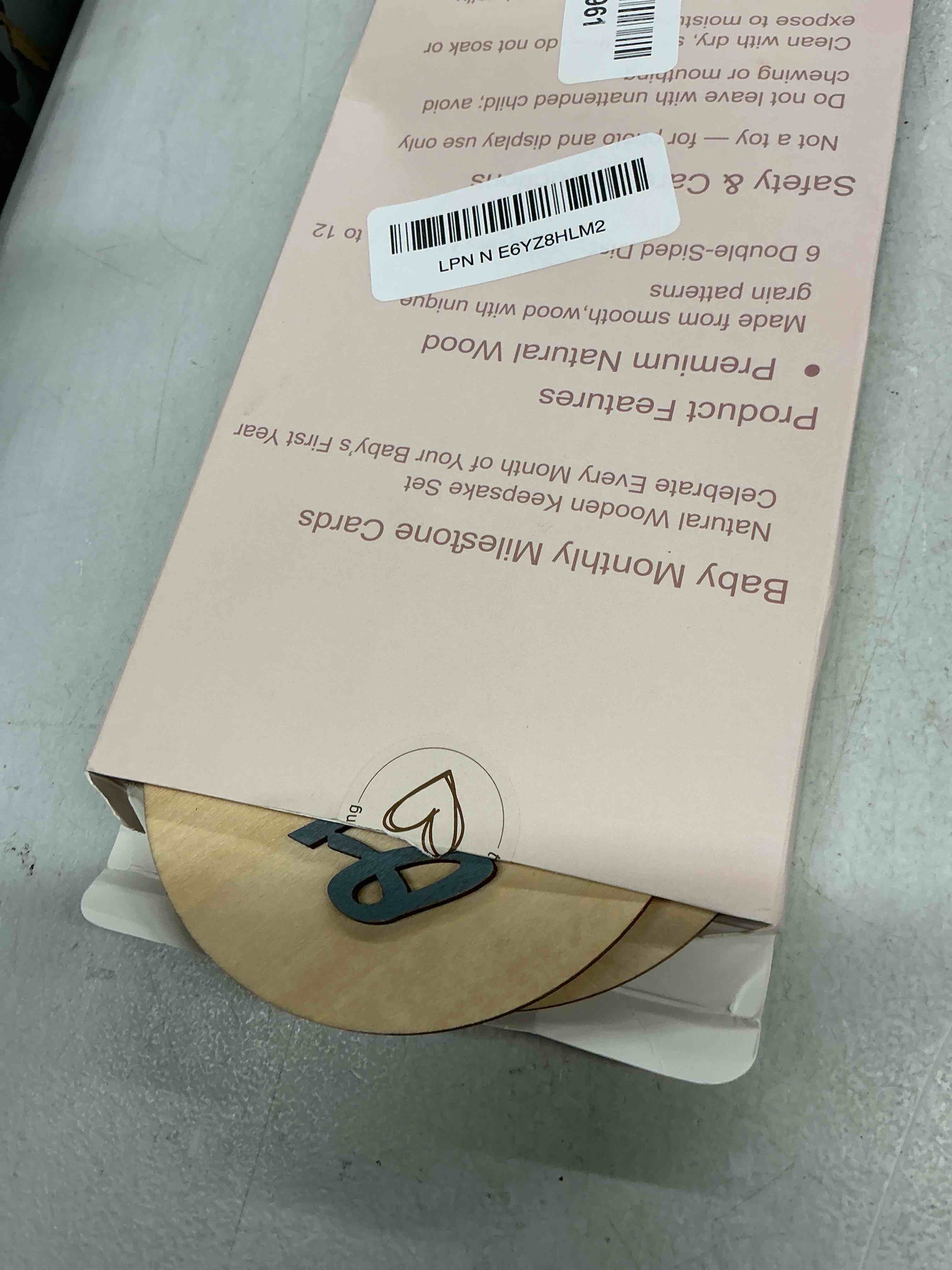 Condition photo showing Good Condition for baby monthly milestone markers disc, wooden 3d milestone cards for photos, baby announcement sign,slate blue, 1-12 months, 4 inches in size.
