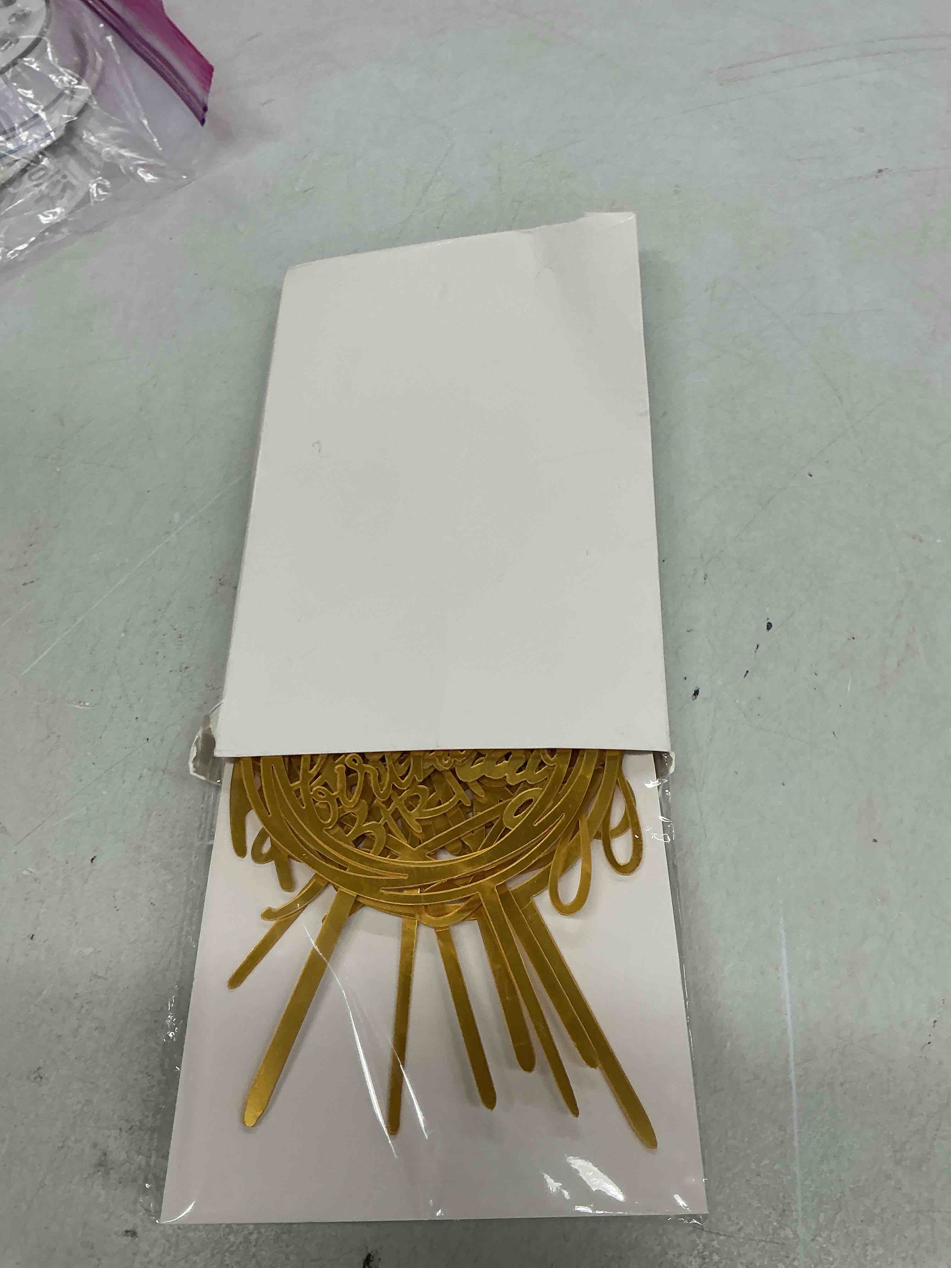 Condition photo showing New/Like New for 8 packs gold happy birthday cake toppers, acrylic double-sided glitter cupcake toppers set, happy birthday party sign decorations supplies