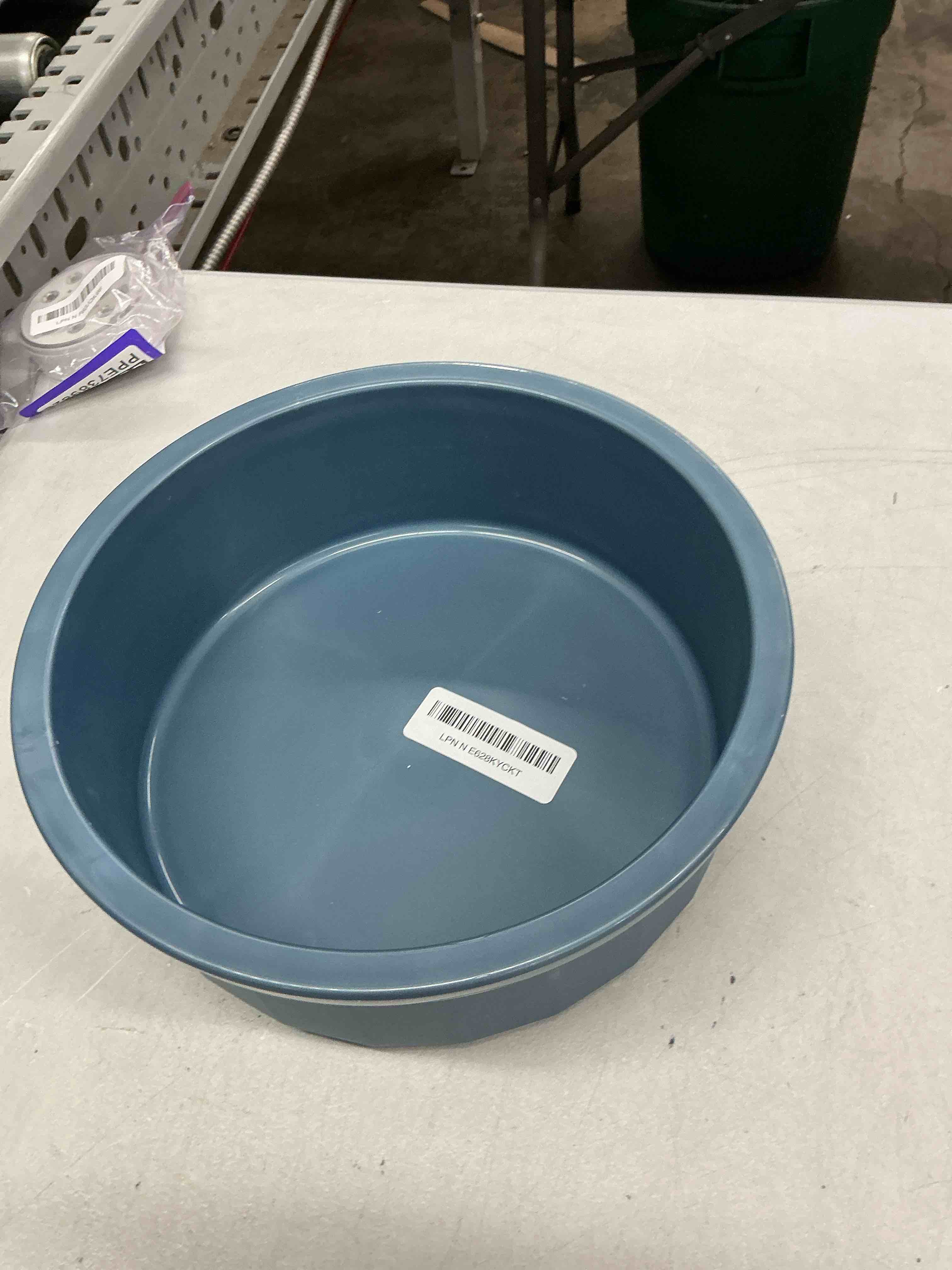 Condition photo showing Good Condition for pet crock bowl – thick durable plastic non-tip food & water dish for dogs, cats & small animals – indoor/outdoor – chew resistant, easy clean (blue, jumbo 96oz) blue 12 cups (96oz)