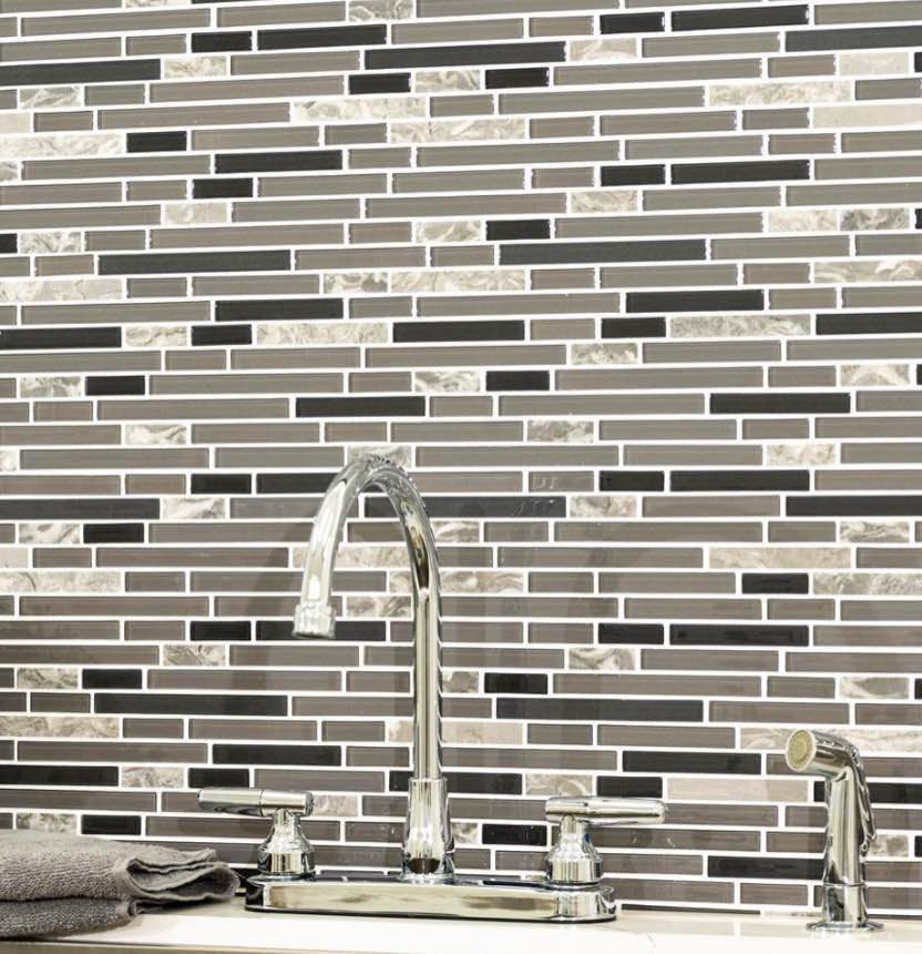 Lorena Grigio Interlocking 12 in. x 14 in. x 0.16 in. Glass/Stone Mesh-Mounted Mosaic Wall Tile (19.6 sq. ft./Case)