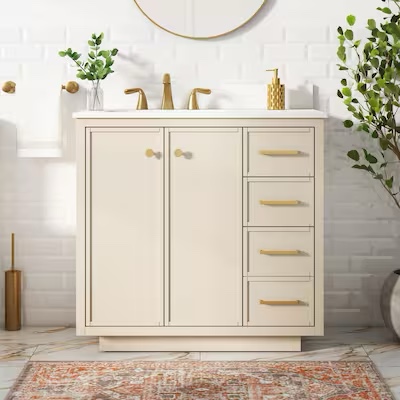 Style Selections Stanfield 36-in Linen Vanity Base Cabinet 