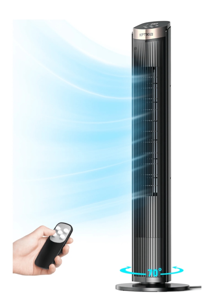 NFTIGB 40 inch Tower Fan for Home, 70° Oscillating Standing Floor Fan with Remote, 5 Speeds 3 Modes with Remote Bladeless Fan, New