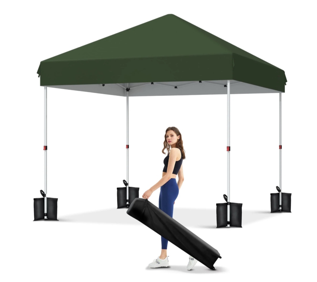 Garvee 10 x 10 Ft Pop-up Canopy, One Button Push Setup, Heavy Duty, Portable Roller Bag, Green
