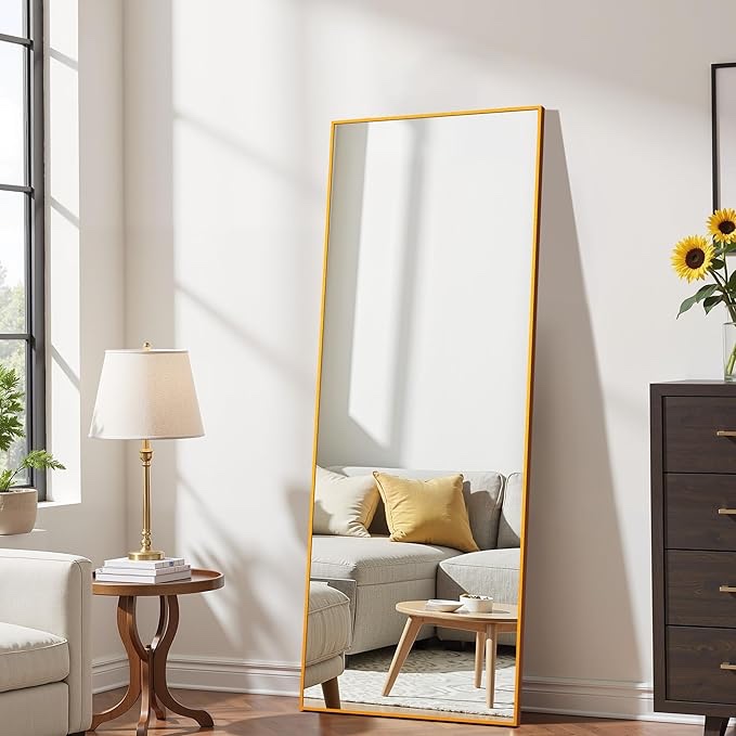 EDX Full Length Mirror 59 x16  Full Body Mirror Rectangle Free Standing Wall Mounted Leaning Hanging Full body Mirrors  Gold