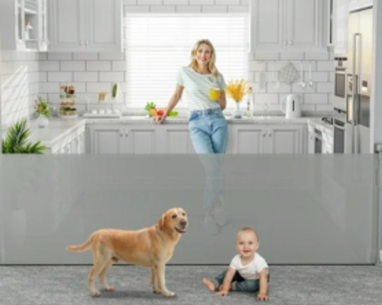 118 inch Retractable Baby Gates Extra Wide for Large Opening DynaBliss Retractable Baby Gate for Stairs Doorway Extra Long Dog Gate Adjustable Large Pet Gates for Dogs Indoor Mesh Child Gate (Gray)