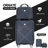 Tripcomp Luggage Sets 2 Piece Suitcase Set (14/20/)Hardside Suitcase with Spinner Wheels Lightweight Carry On Luggage(Black)